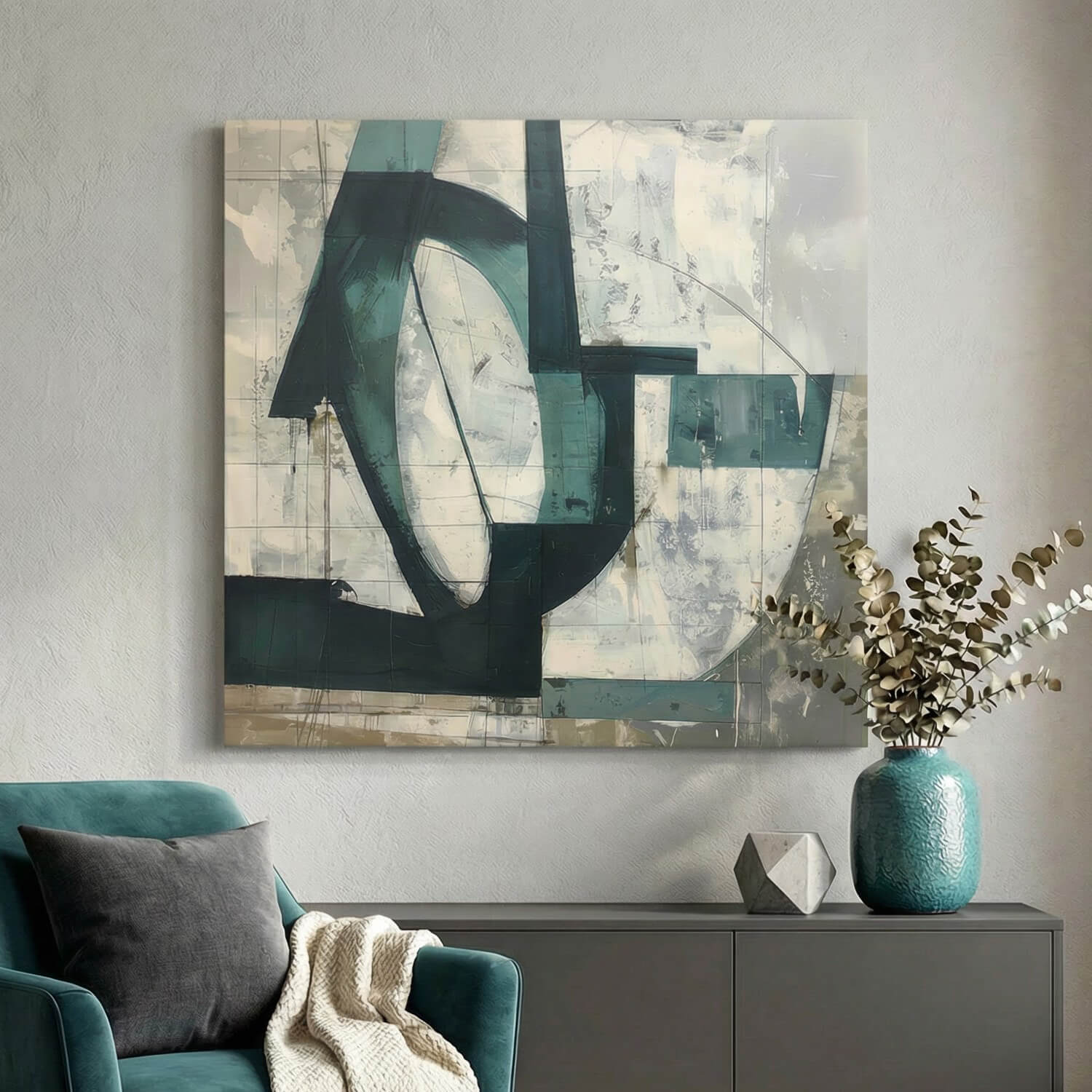 'Echoes in Teal' Canvas Print, 82 × 82cm