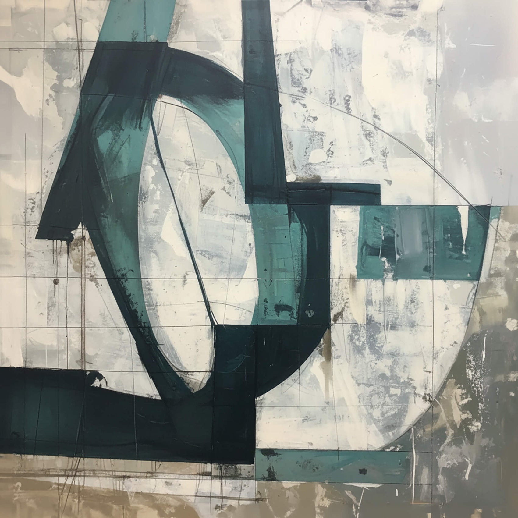 'Echoes in Teal' Canvas Print, 82 × 82cm