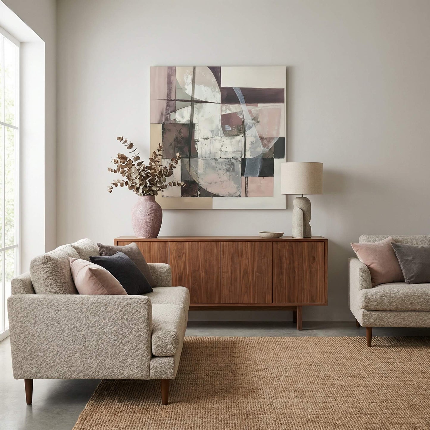 'Blush Geometry' Canvas Print, 82 × 82cm