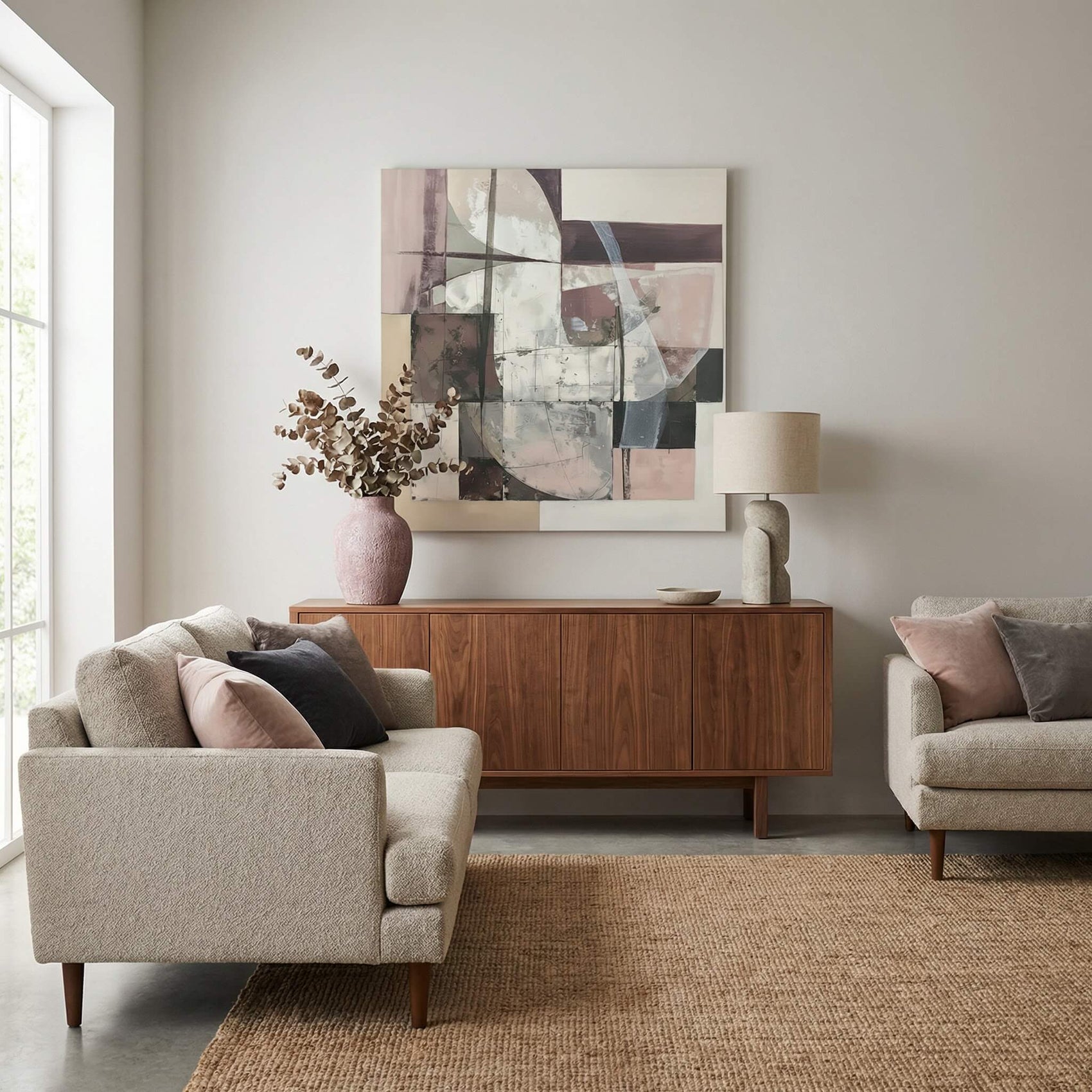 'Blush Geometry' Canvas Print, 82 × 82cm