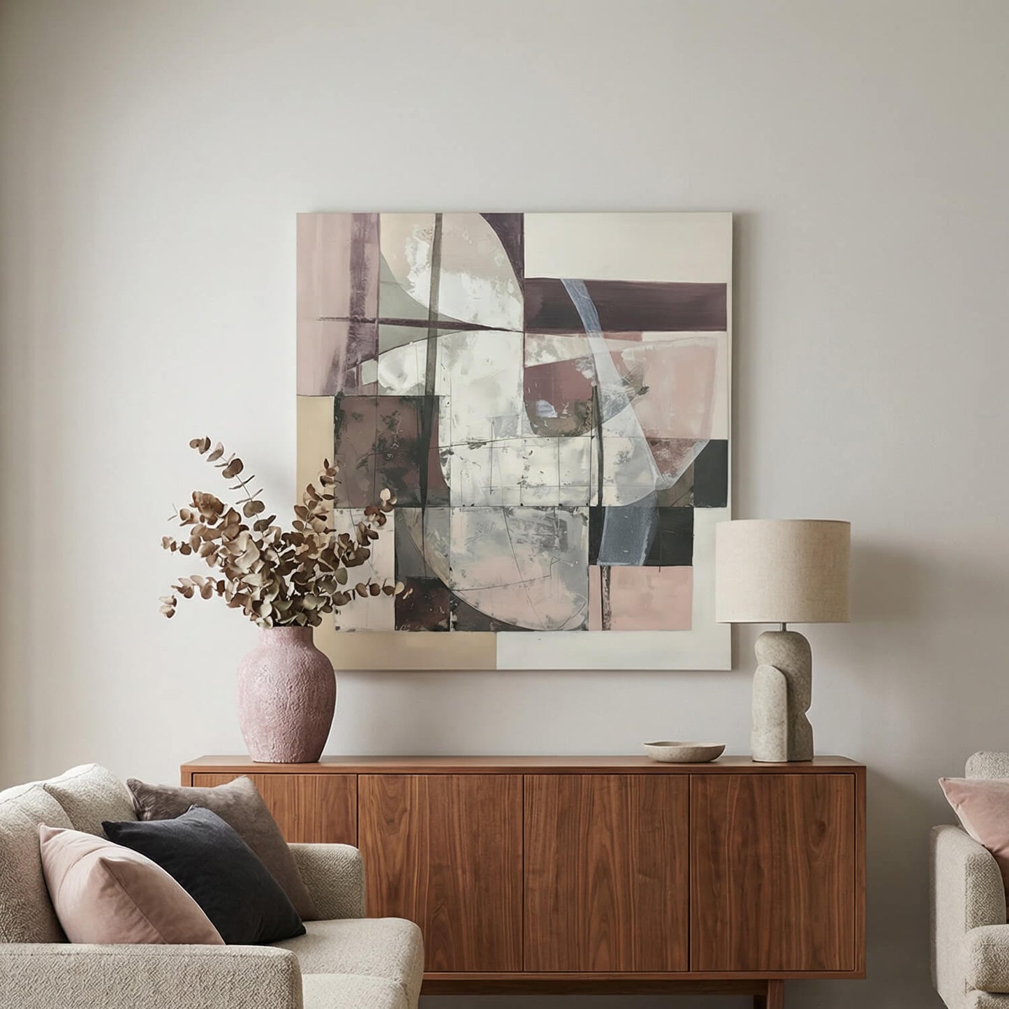 'Blush Geometry' Canvas Print, 82 × 82cm