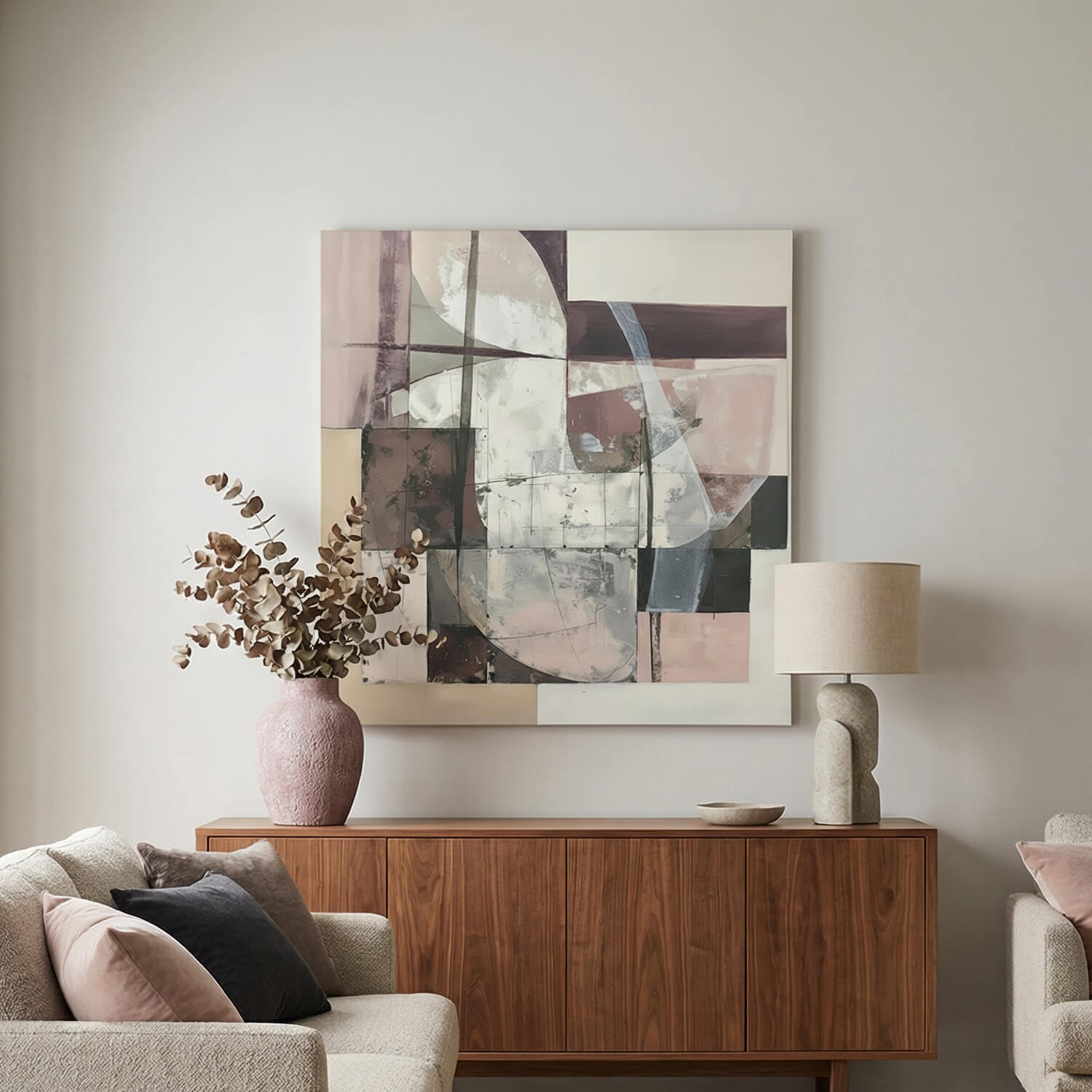 'Blush Geometry' Canvas Print, 82 × 82cm