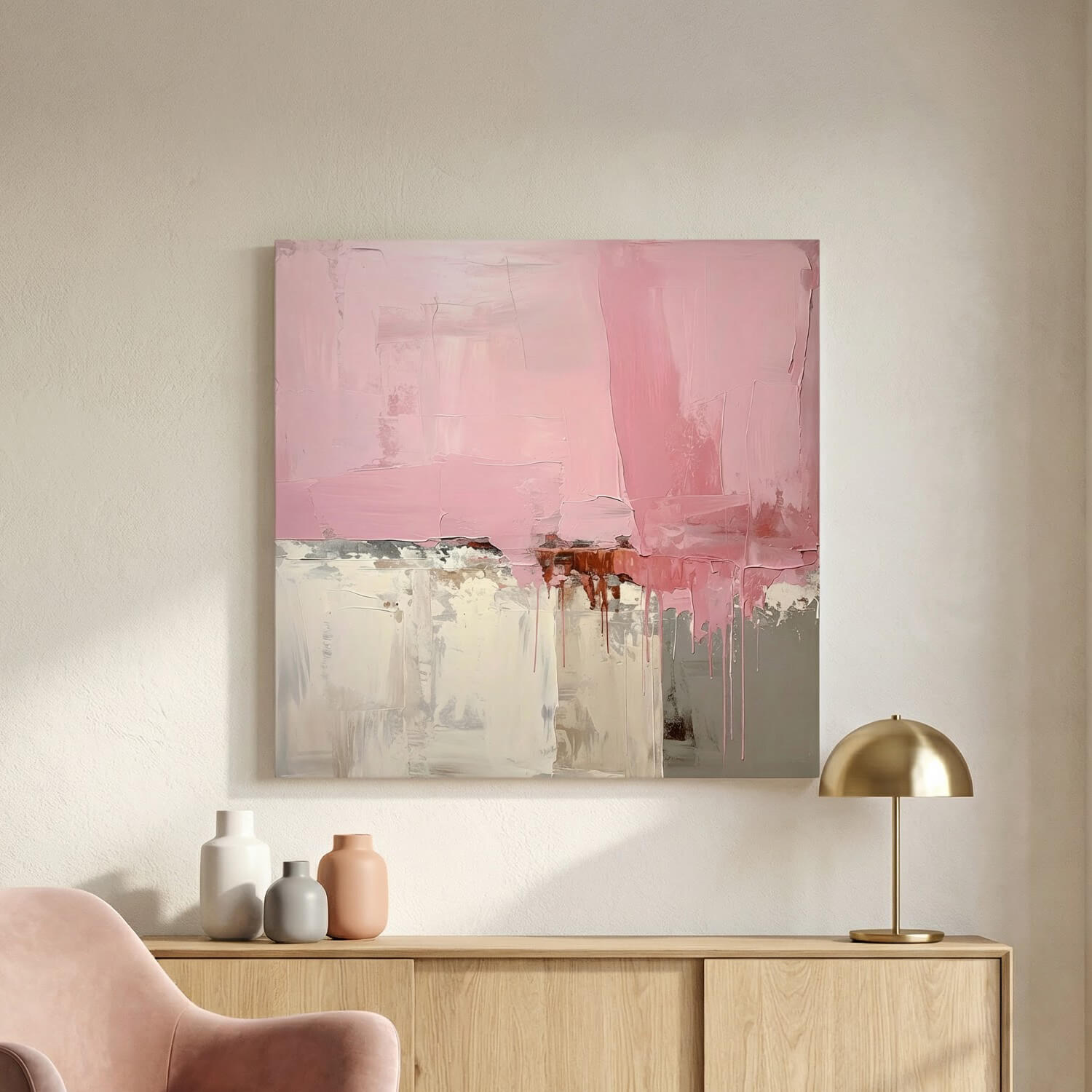 'Blush Horizon' Canvas Print, 82 × 82cm