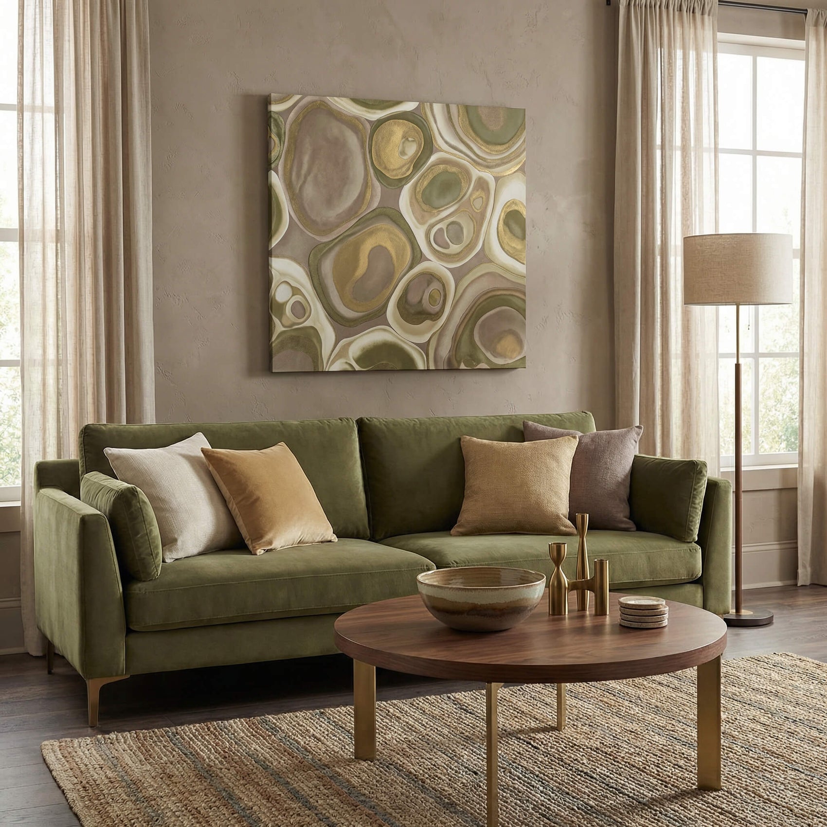 'Botanical Stone' Canvas Print, 82 × 82cm