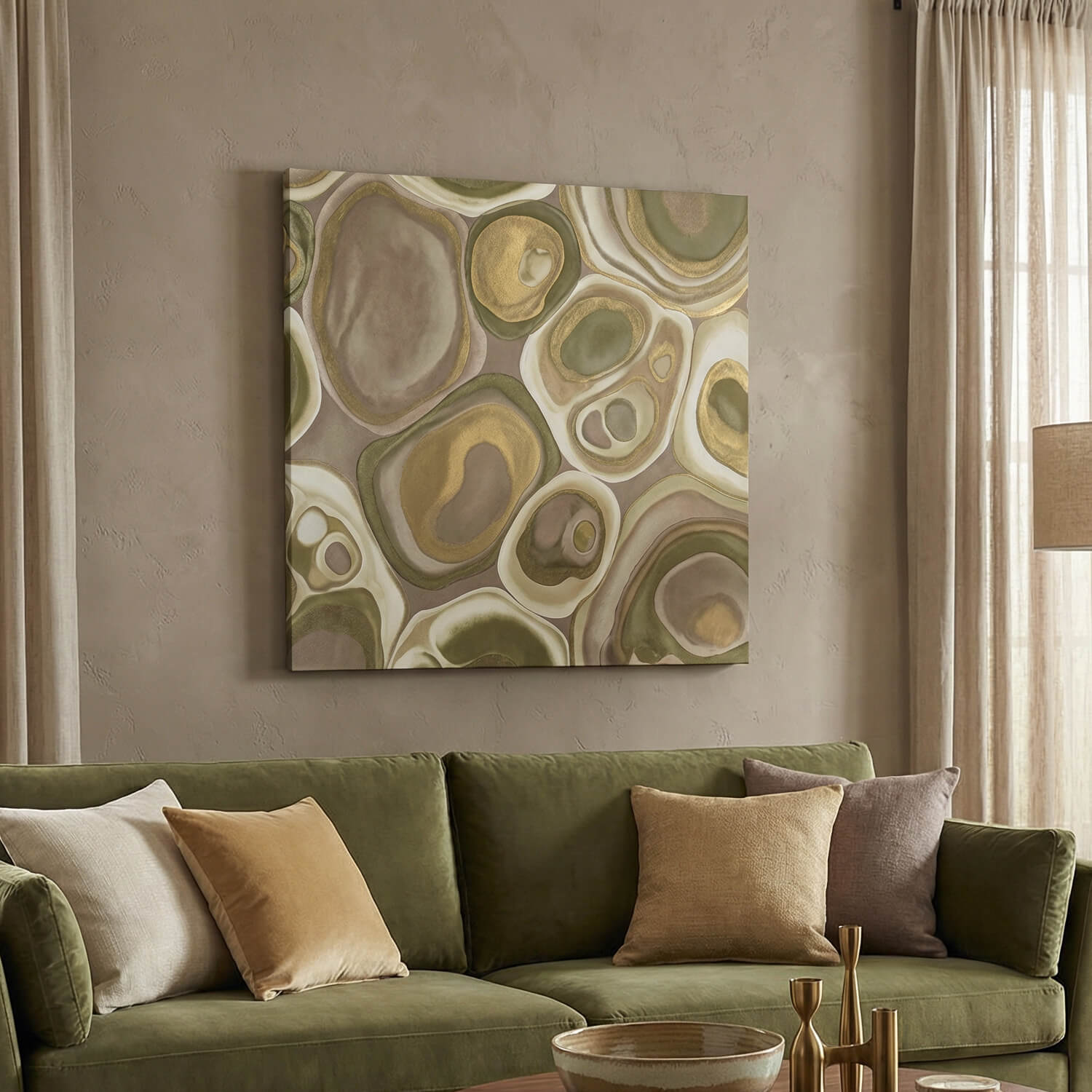 'Botanical Stone' Canvas Print, 82 × 82cm