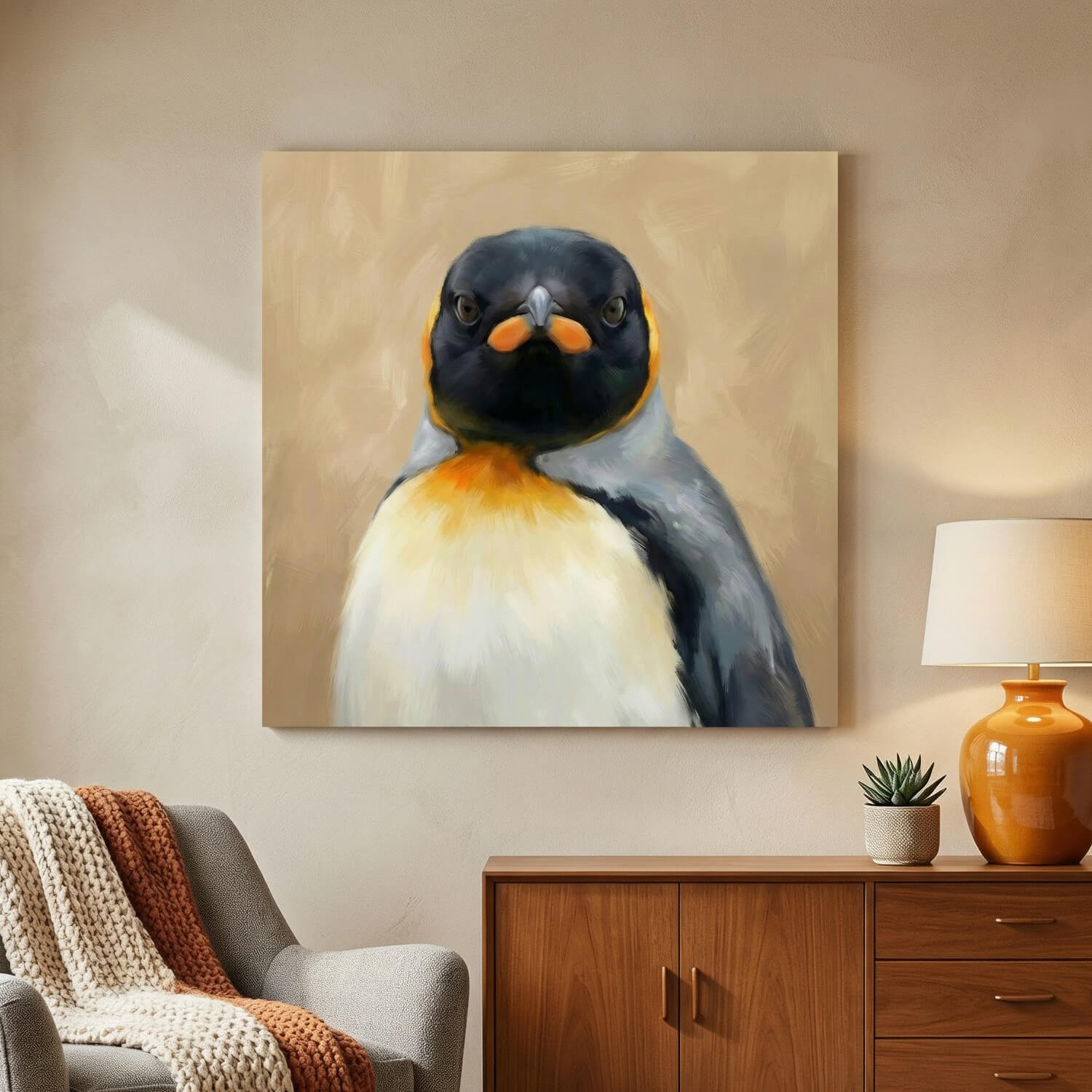'Noble Penguin' Canvas Print, 82 × 82cm