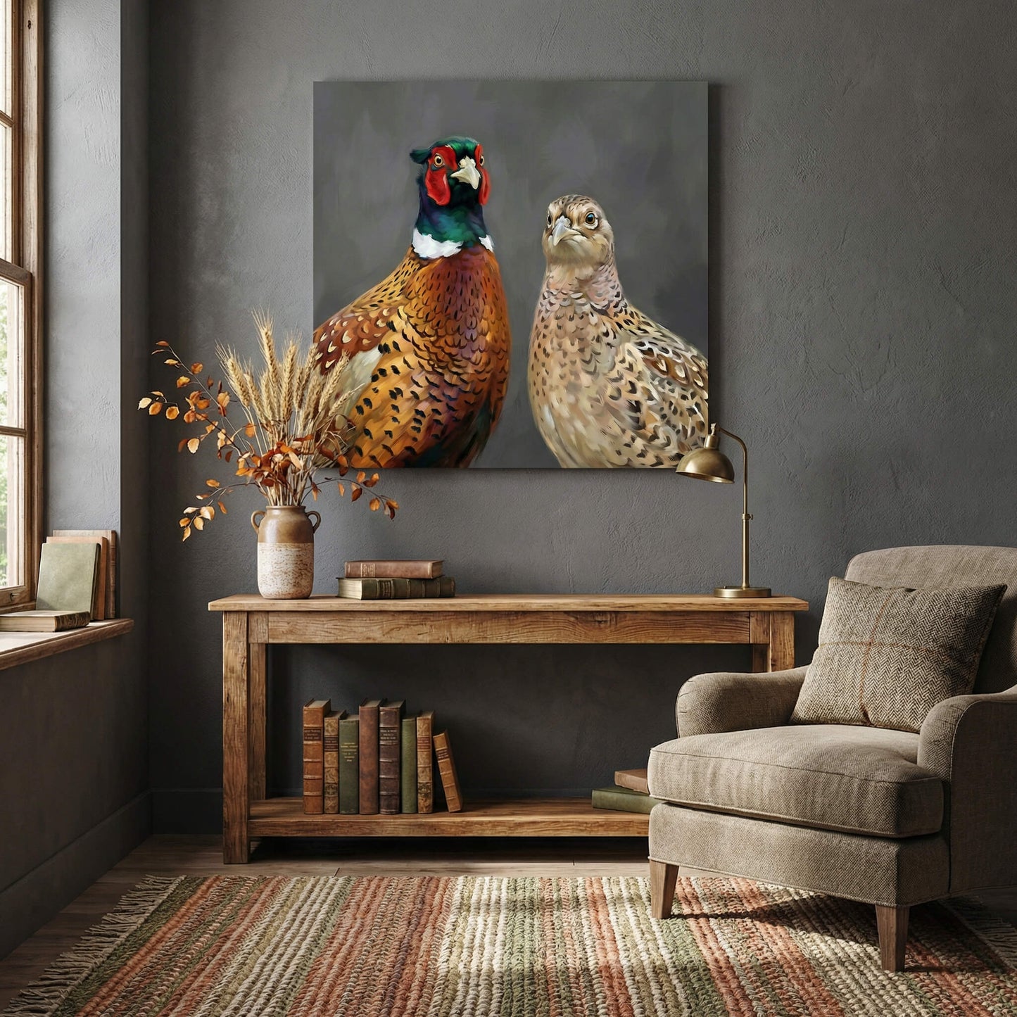 'The Pheasant Pair' Canvas Print, 82 × 82cm