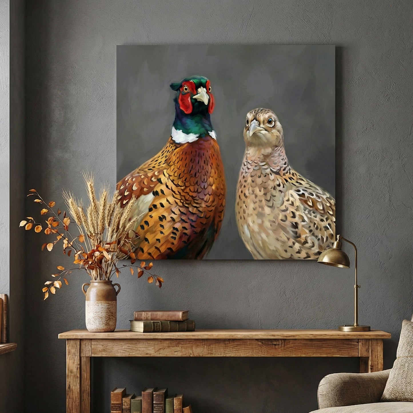 'The Pheasant Pair' Canvas Print, 82 × 82cm