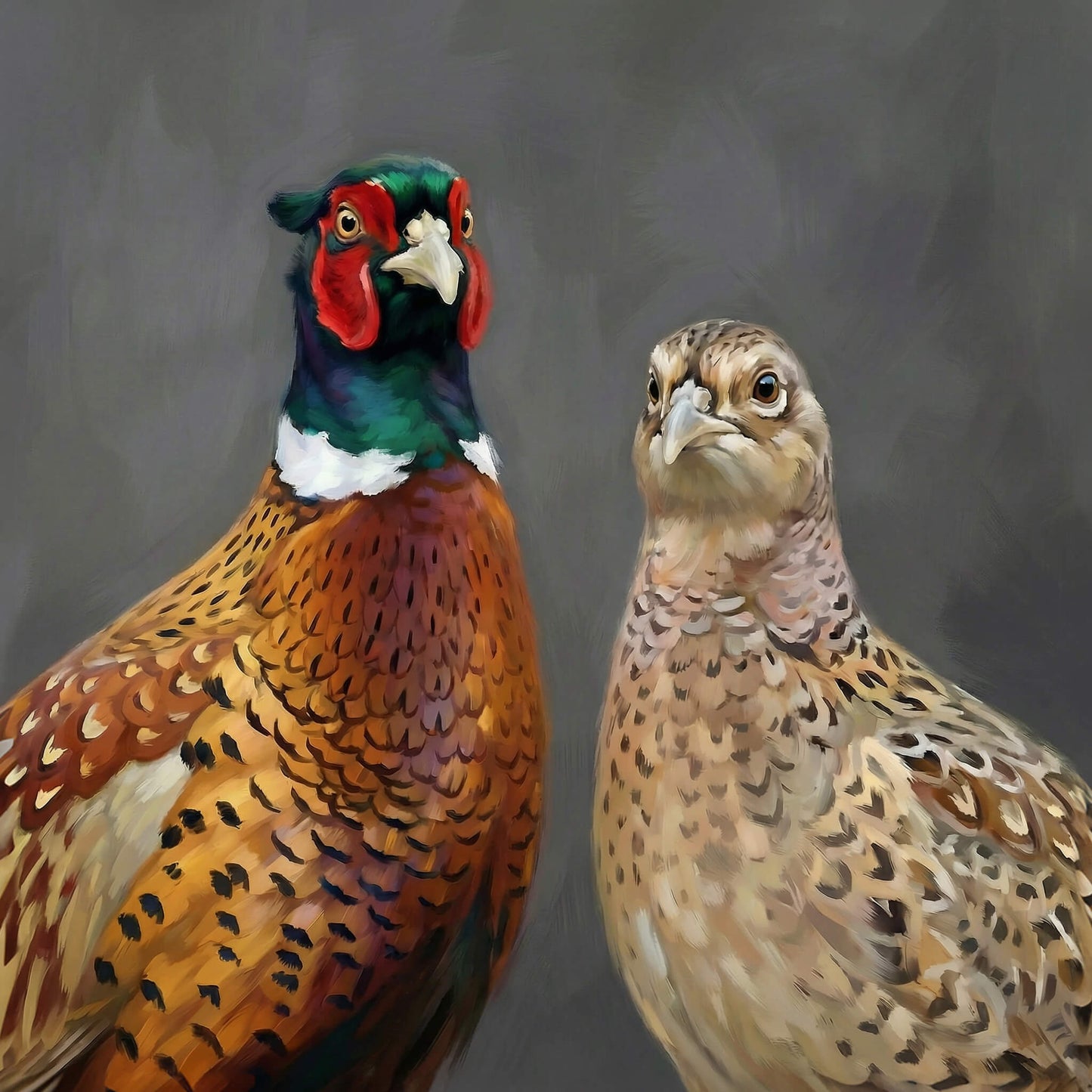 'The Pheasant Pair' Canvas Print, 82 × 82cm