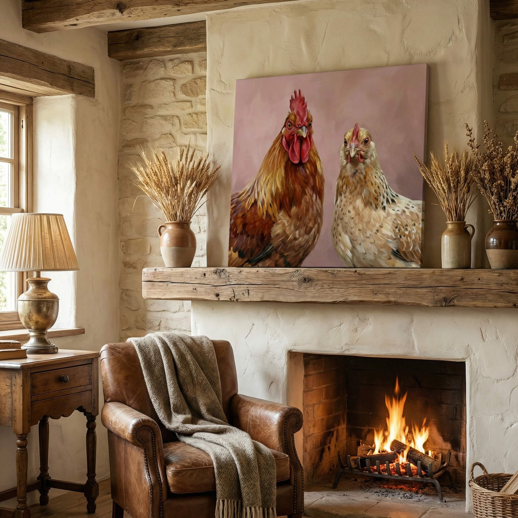 'The Farmyard Pair' Canvas Print, 82 × 82cm