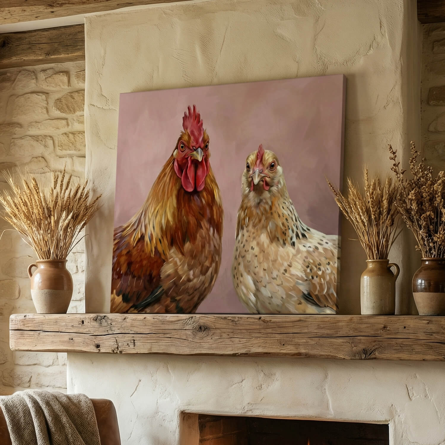 'The Farmyard Pair' Canvas Print, 82 × 82cm