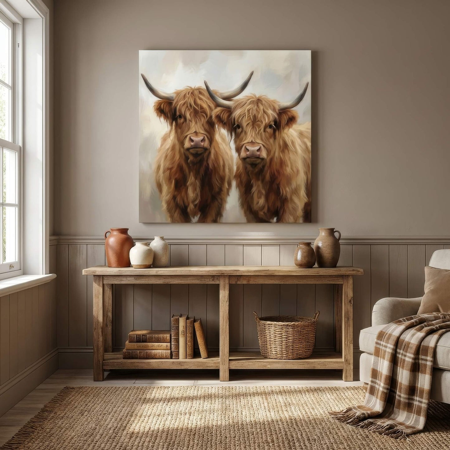 'Highland Companions' Canvas Print, 82 × 82cm