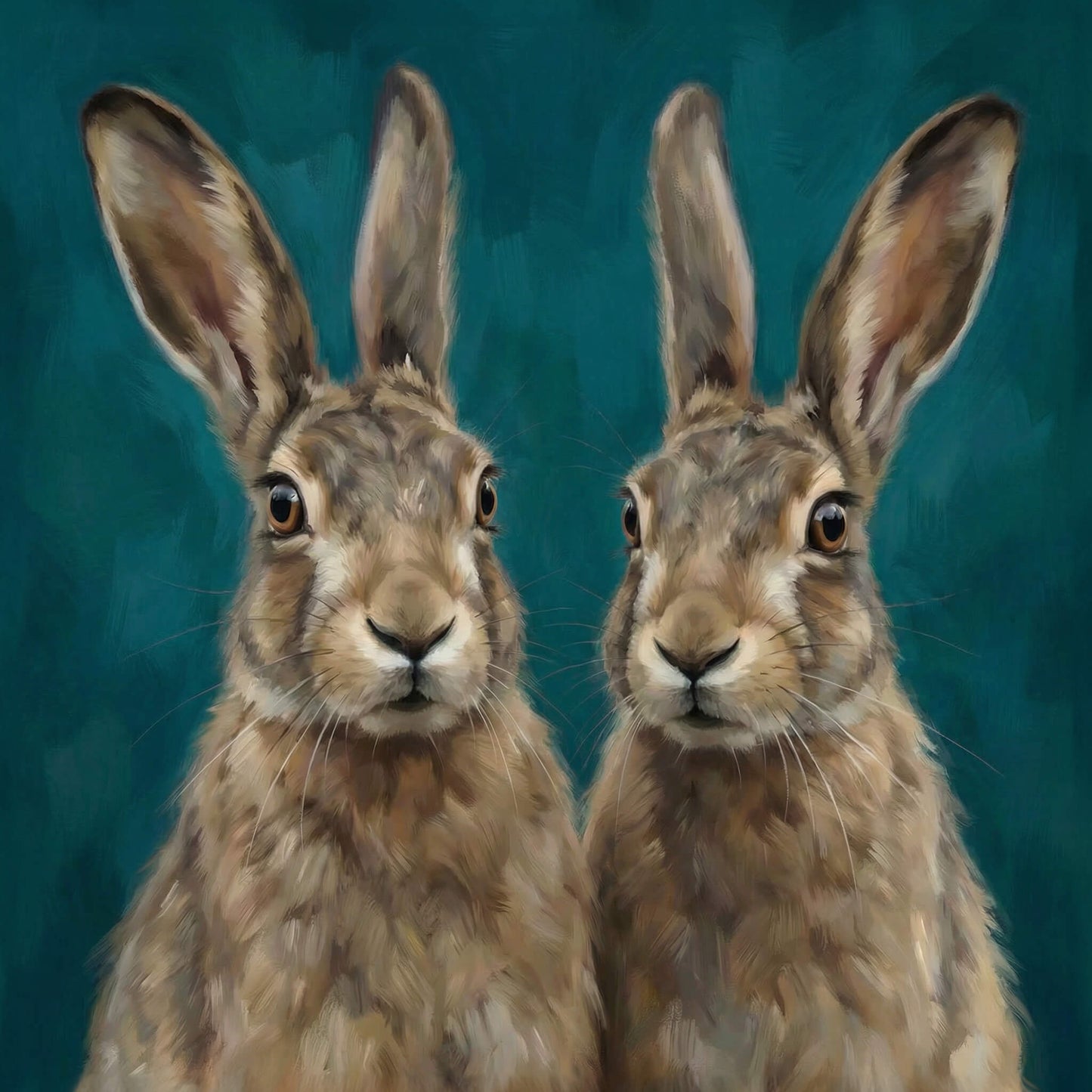 'The Curious Hares' Canvas Print, 82 × 82cm