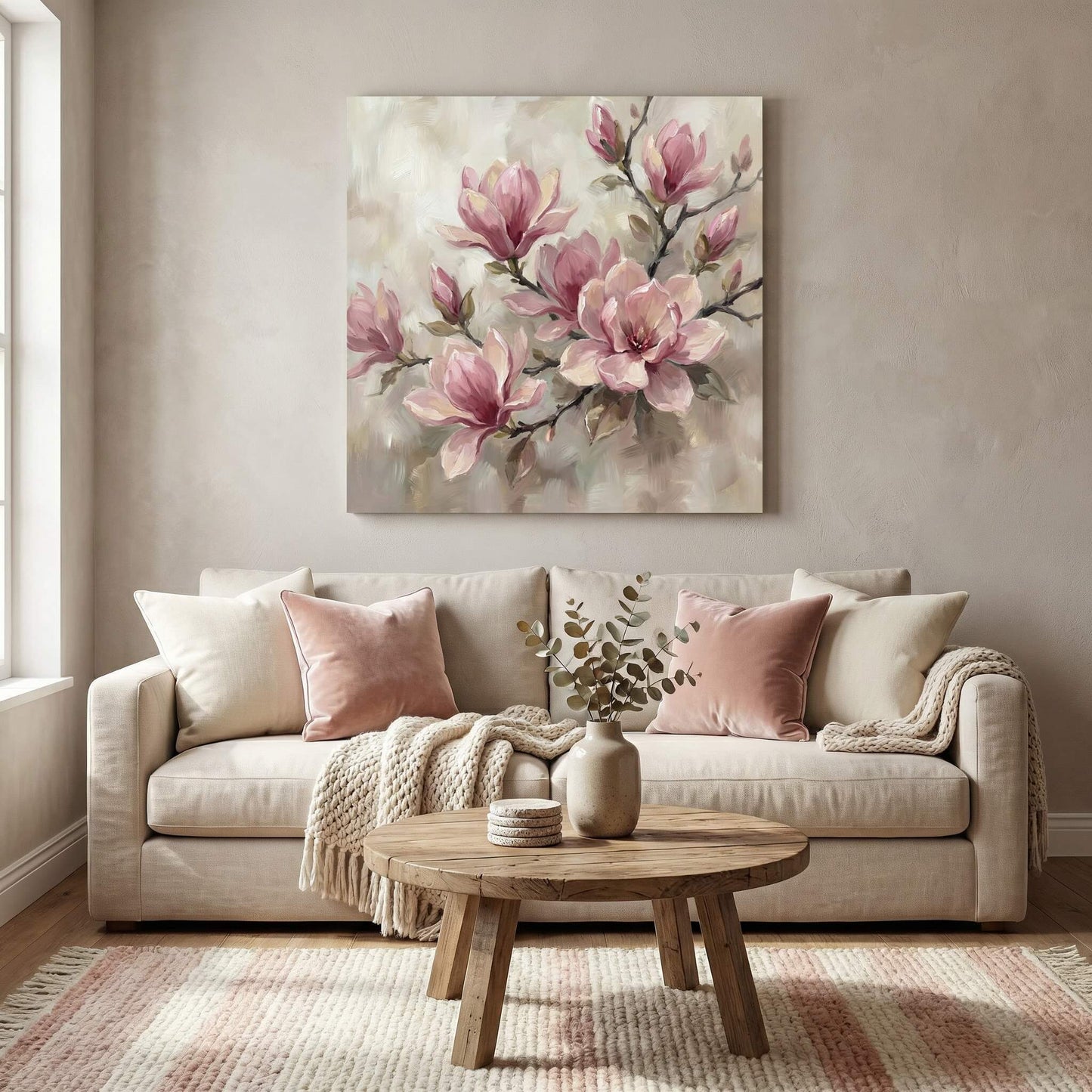 'Magnolia Grace' Canvas Print, 82 × 82cm