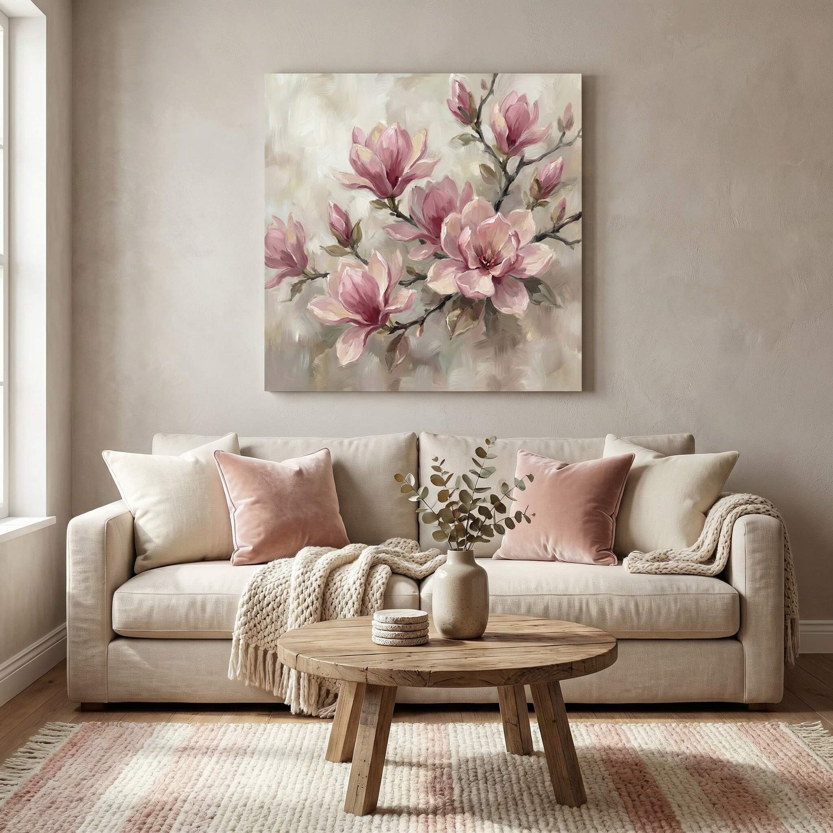 'Magnolia Grace' Canvas Print, 82 × 82cm