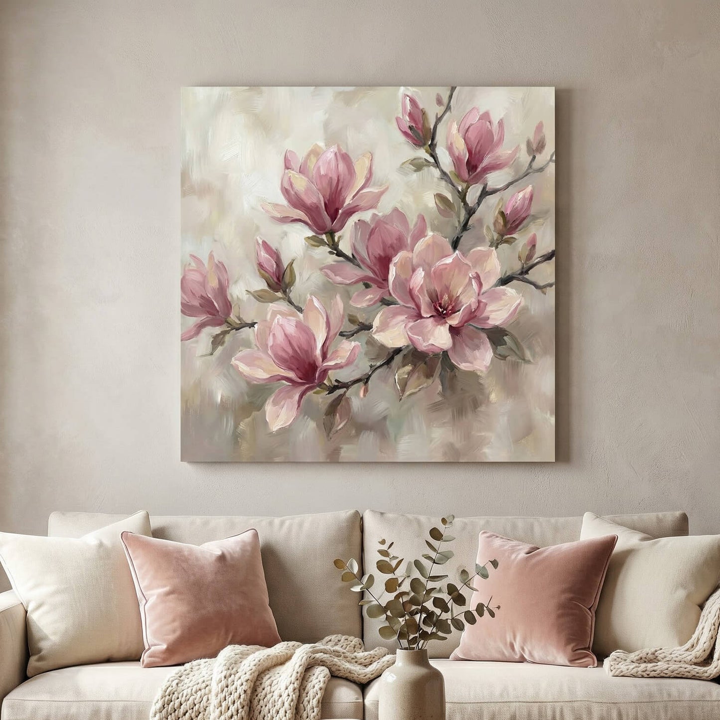 'Magnolia Grace' Canvas Print, 82 × 82cm