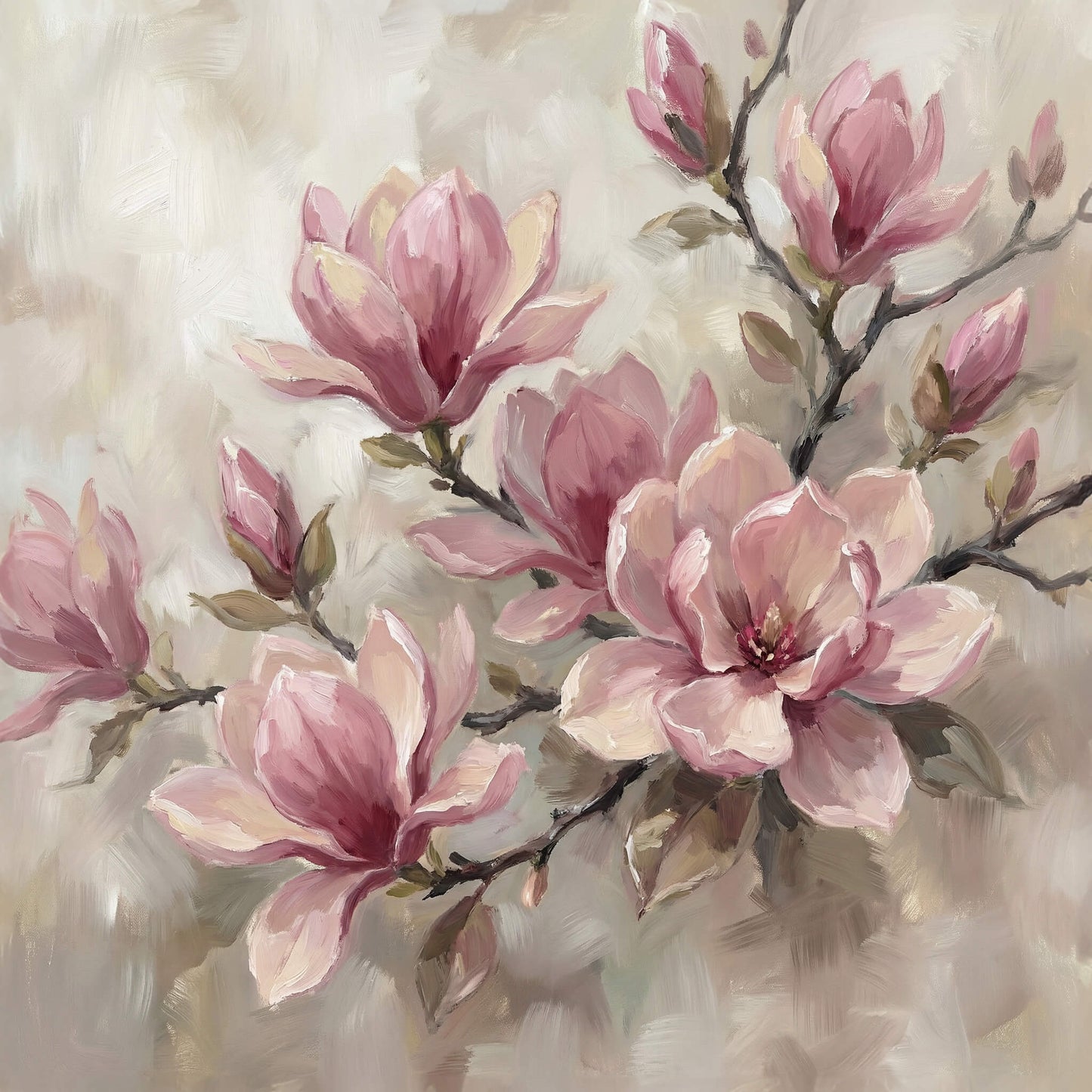 'Magnolia Grace' Canvas Print, 82 × 82cm