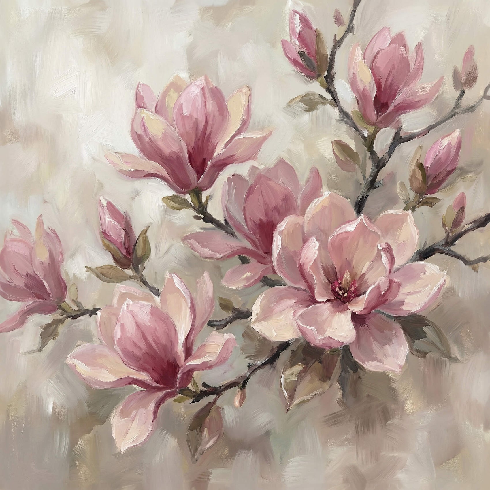 'Magnolia Grace' Canvas Print, 82 × 82cm