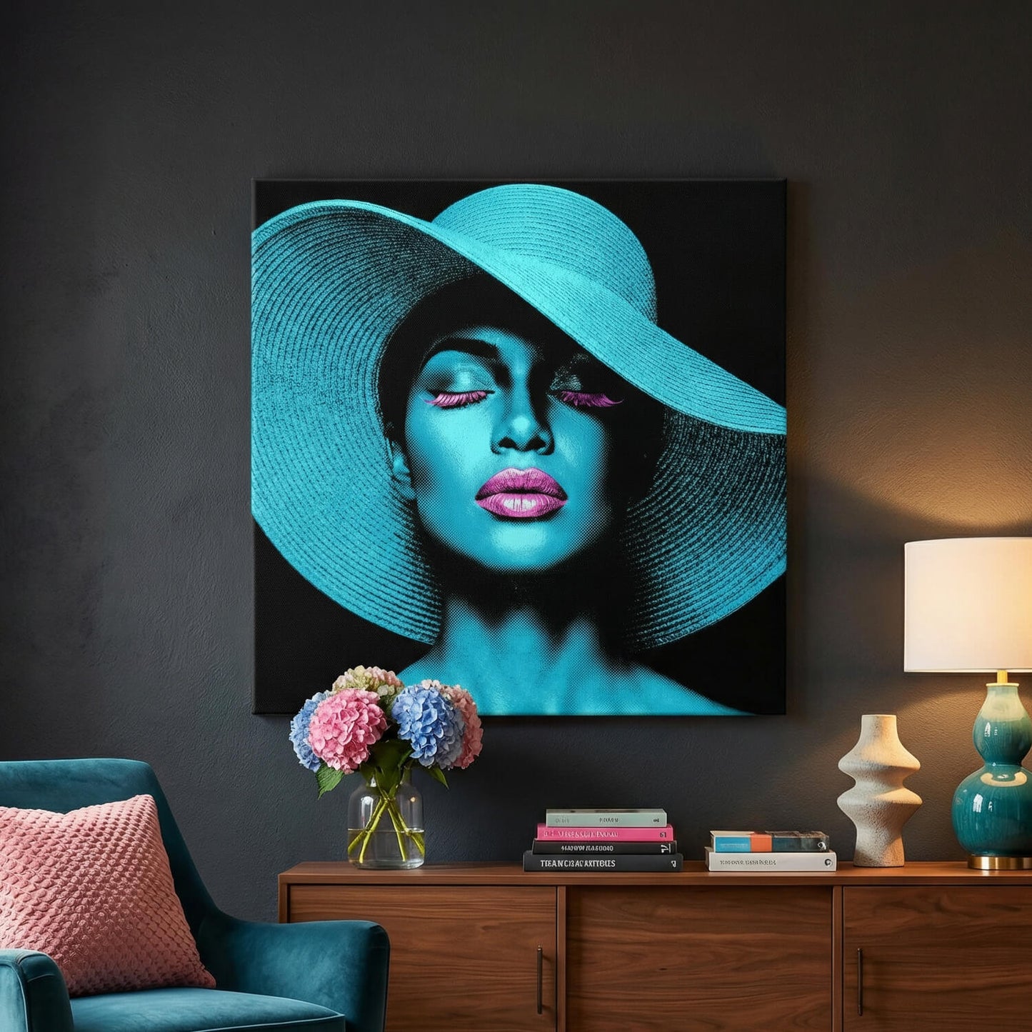 'The Teal Icon' Canvas Print, 82 × 82cm