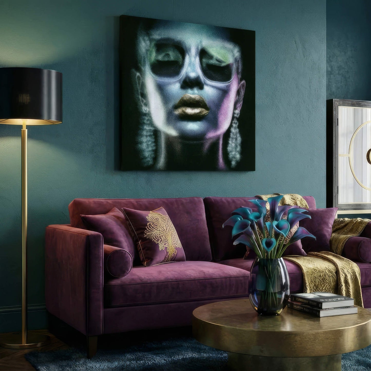 'Noir Radiance' Canvas Print, 82 × 82cm