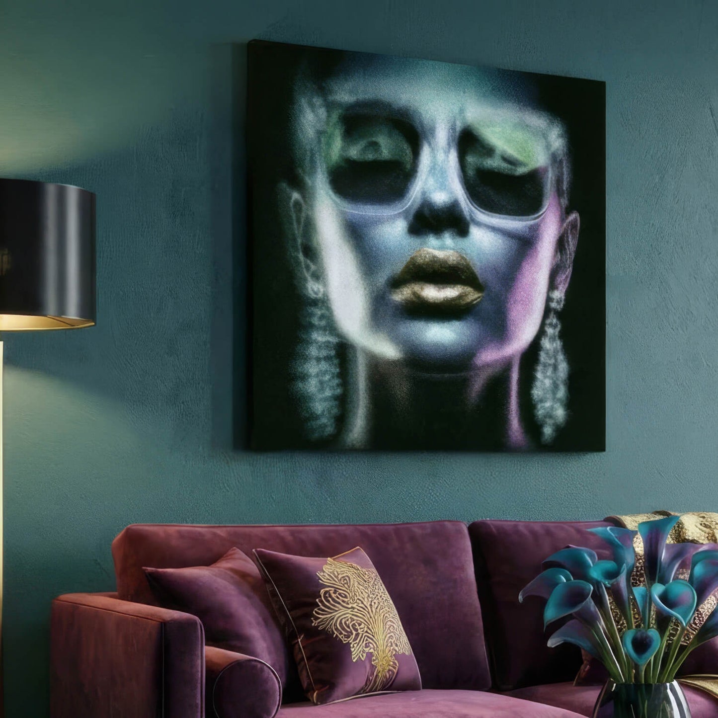 'Noir Radiance' Canvas Print, 82 × 82cm