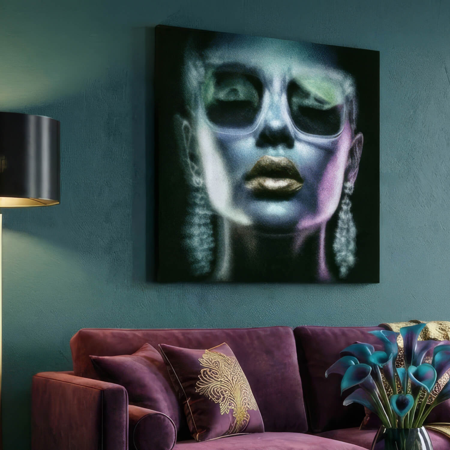 'Noir Radiance' Canvas Print, 82 × 82cm