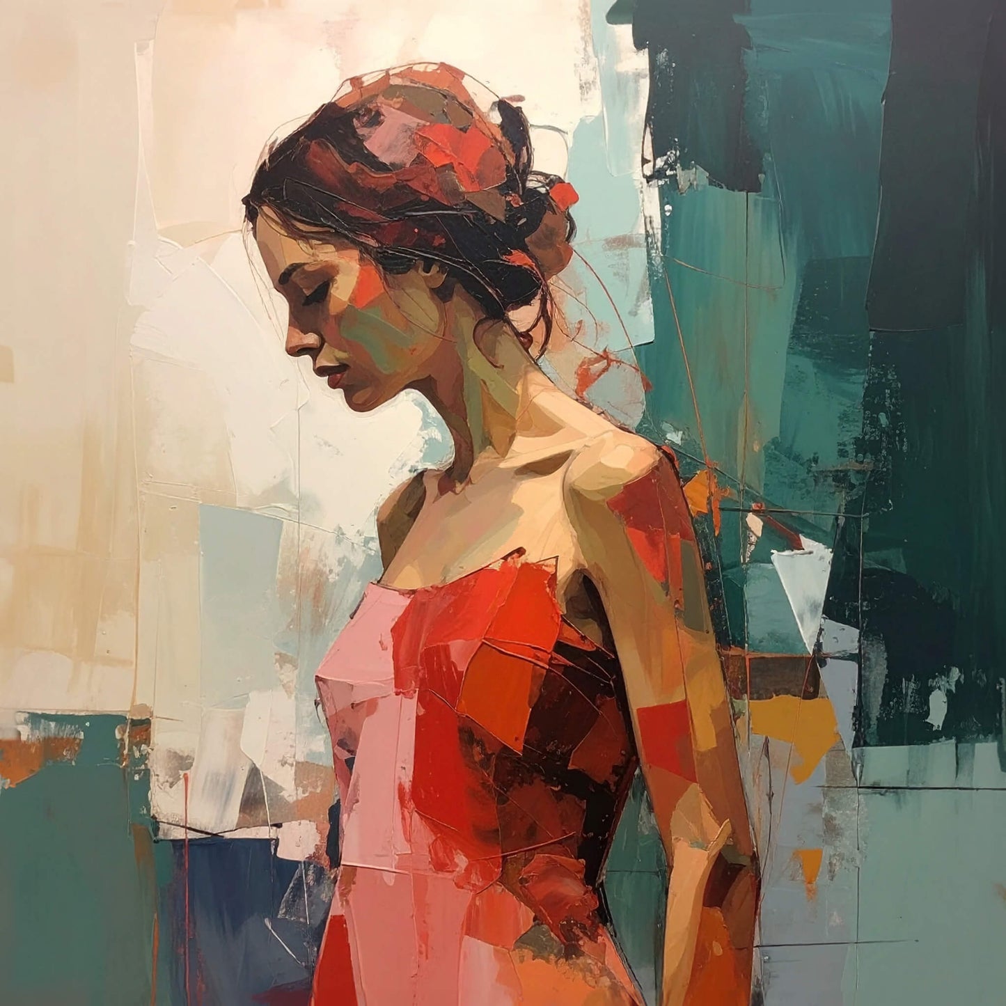 'Silent Poise' Canvas Print, 82 × 82cm