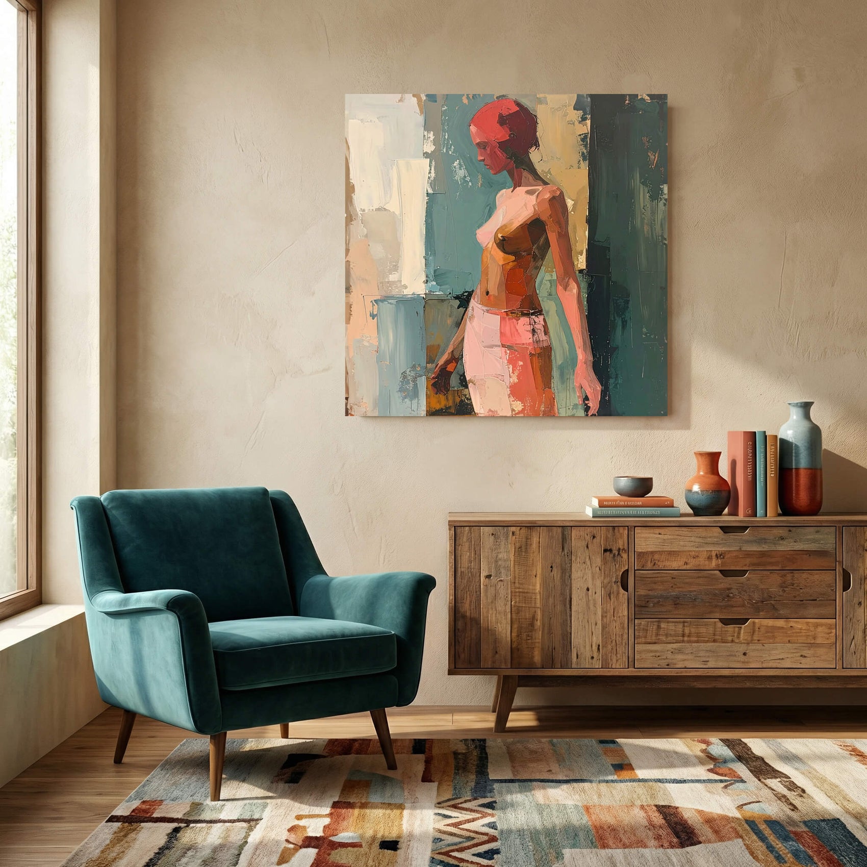 'Coral Muse' Canvas Print, 82 × 82cm