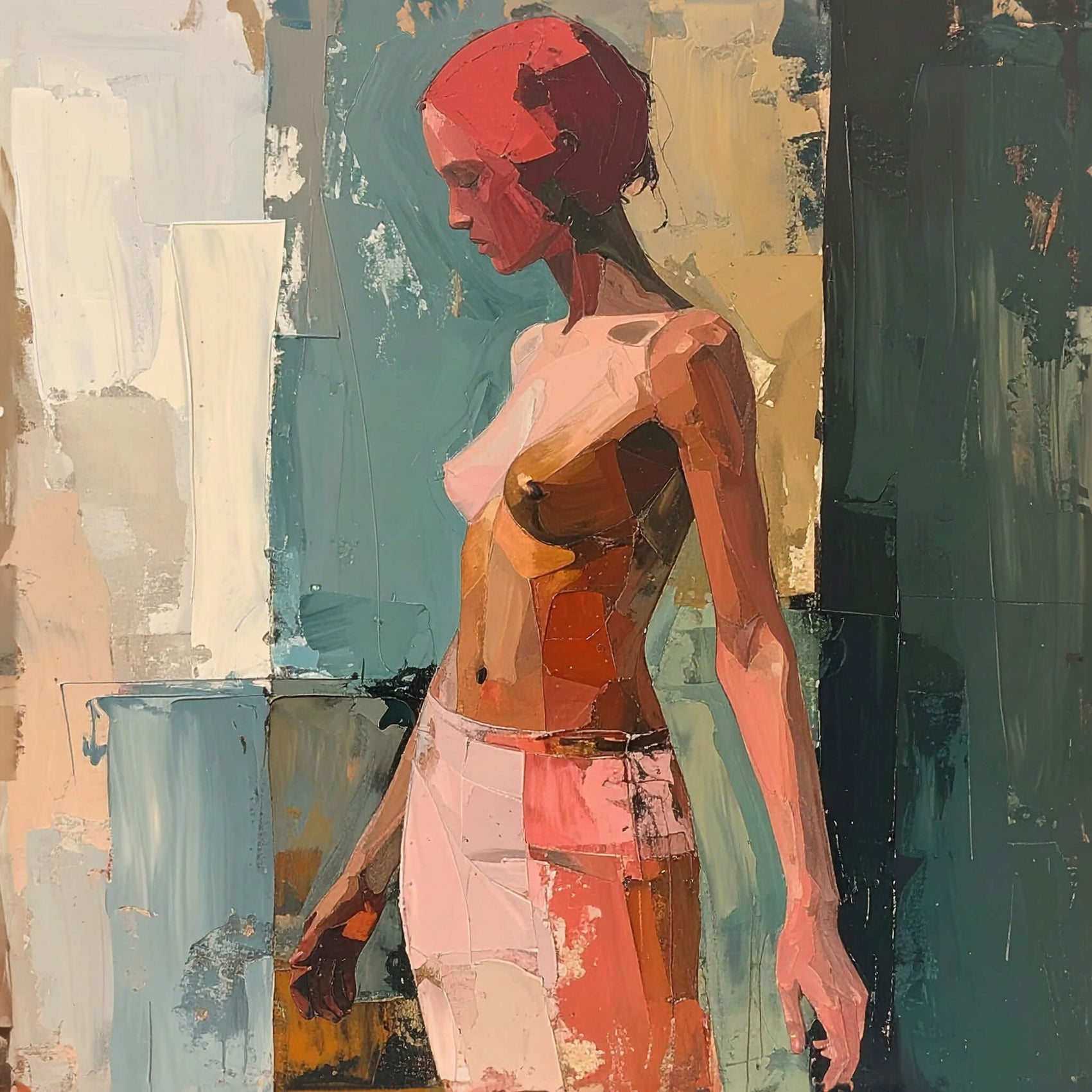 'Coral Muse' Canvas Print, 82 × 82cm