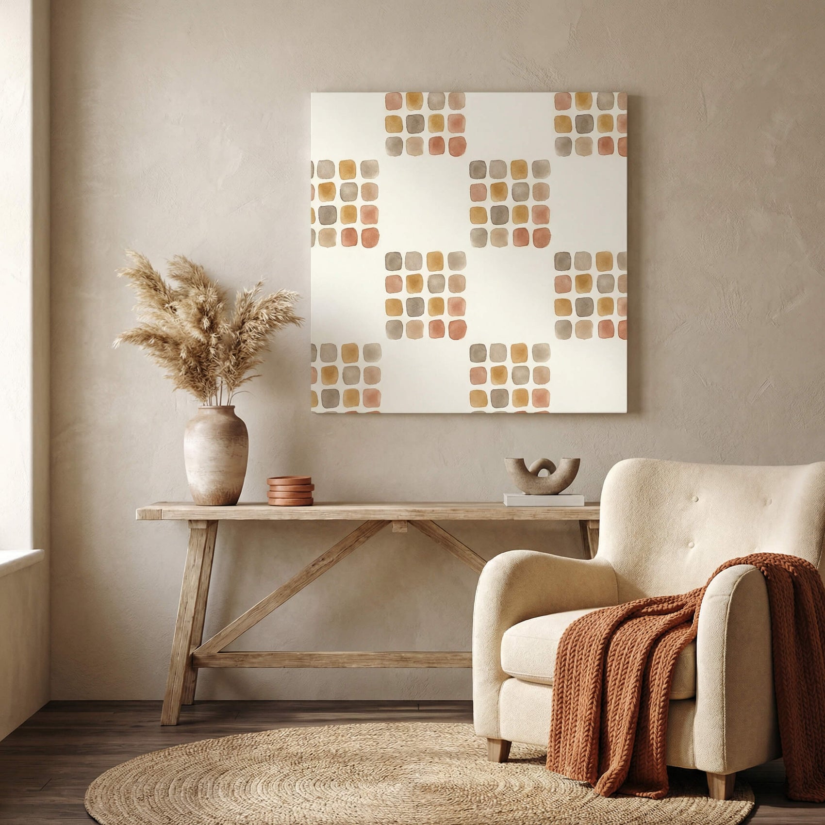 'Terracotta Tiles' Canvas Print, 82 × 82cm