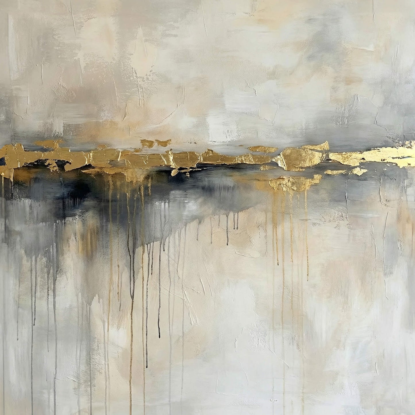 'Horizon Shimmer' Hand Gilded Canvas Print, 82 × 82cm