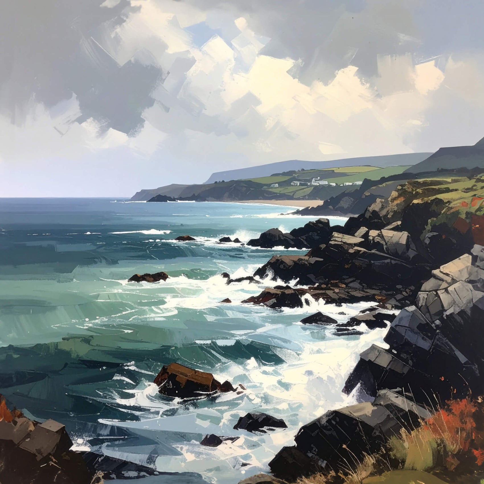 'Clifftop Breeze' Canvas Print, 82 × 82cm