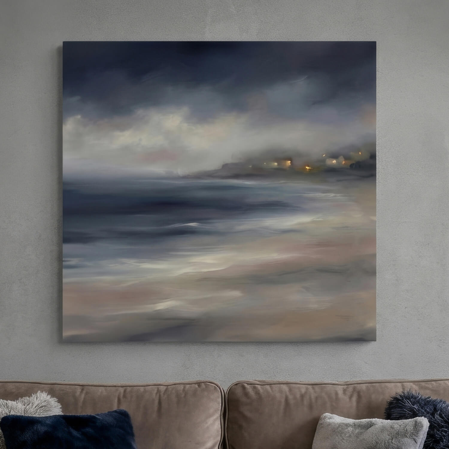 'Nightfall by the Sea' Canvas Print, 82 × 82cm