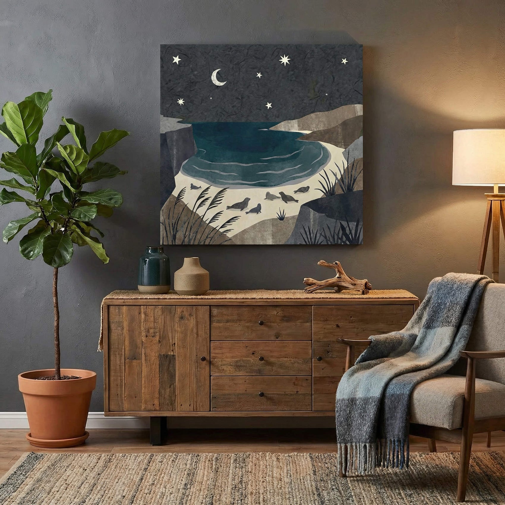 'Twilight Cove' Canvas Print, 82 × 82cm