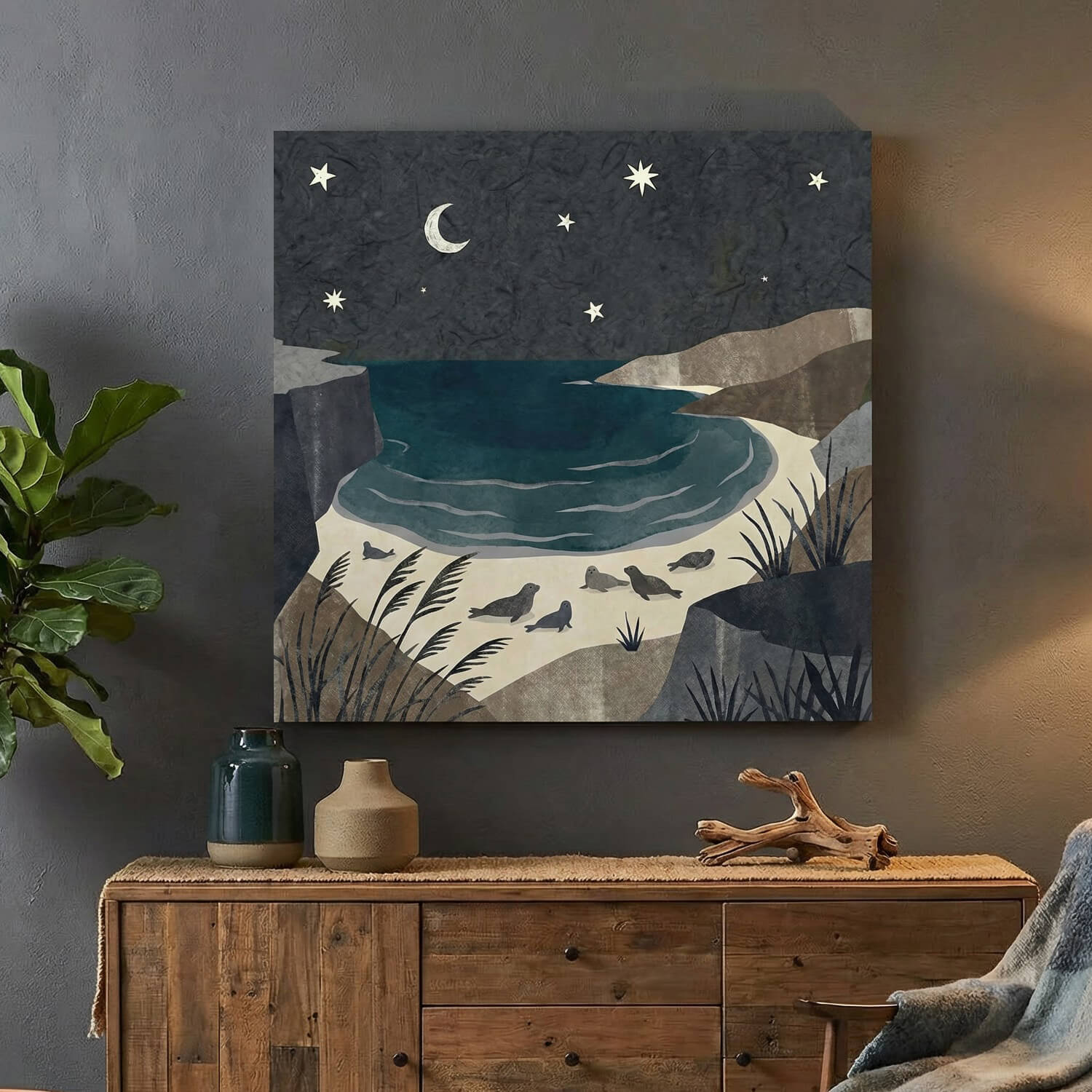 'Twilight Cove' Canvas Print, 82 × 82cm