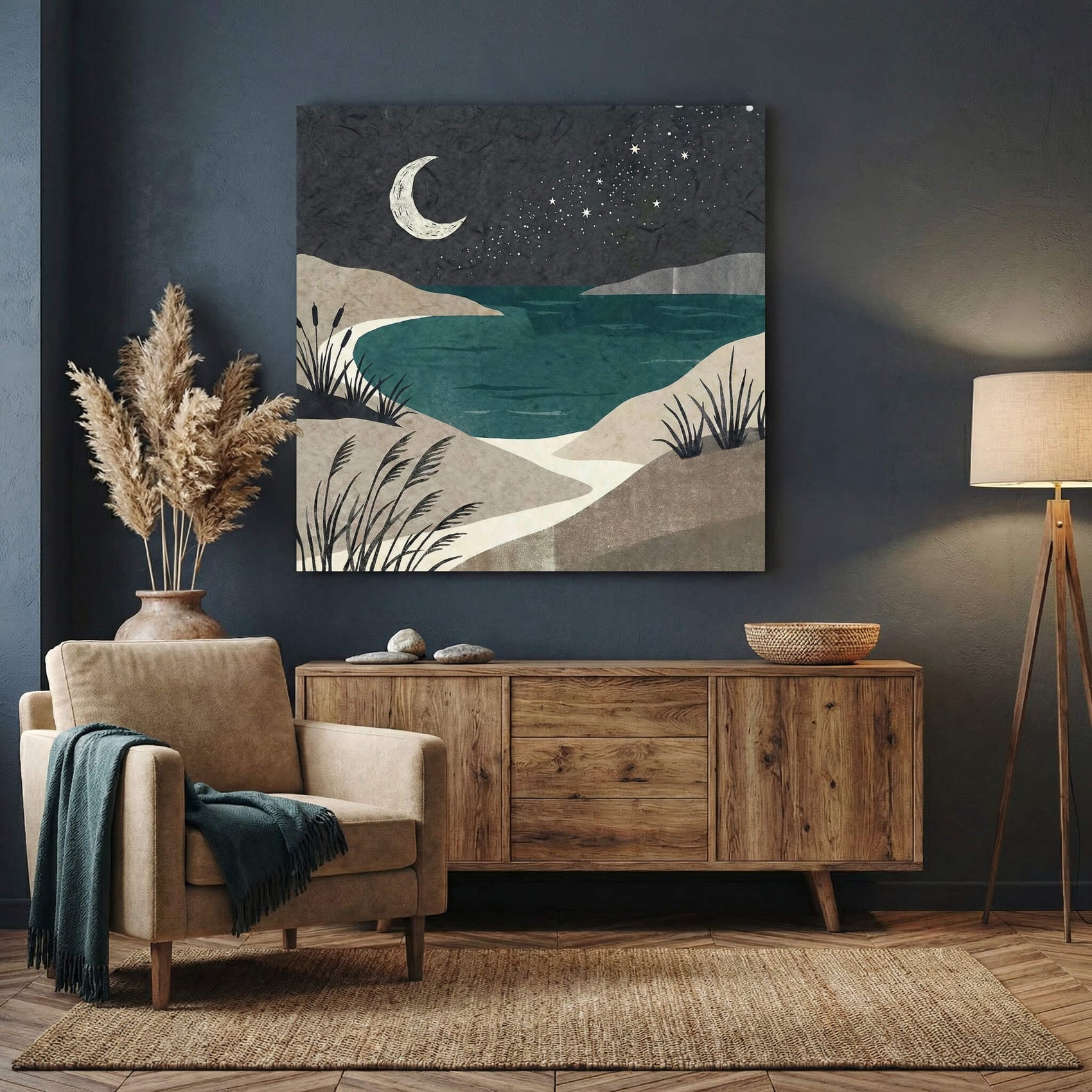 'Lunar Tides' Canvas Print, 82 × 82cm