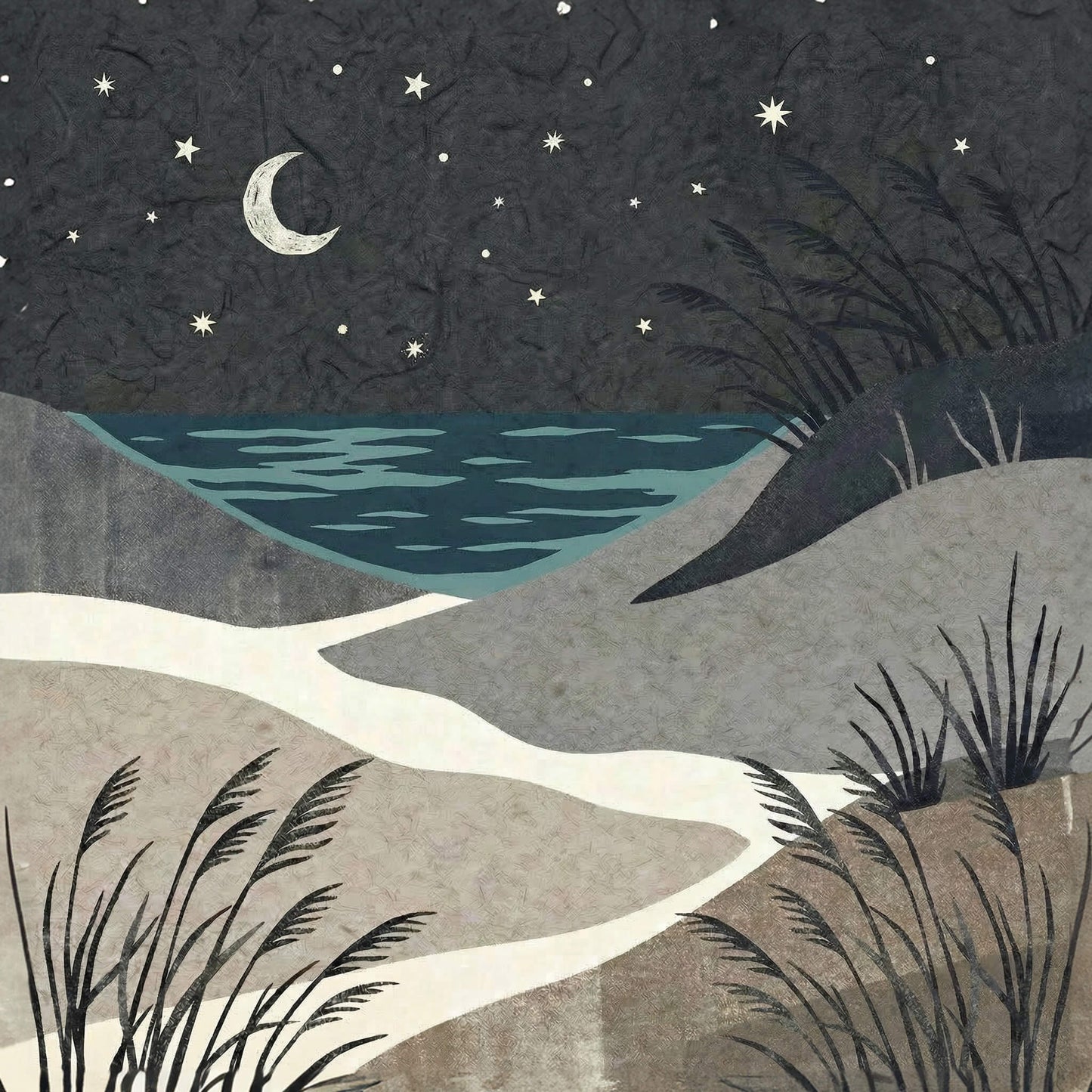 'Coastal Nightfall' Canvas Print, 82 × 82cm