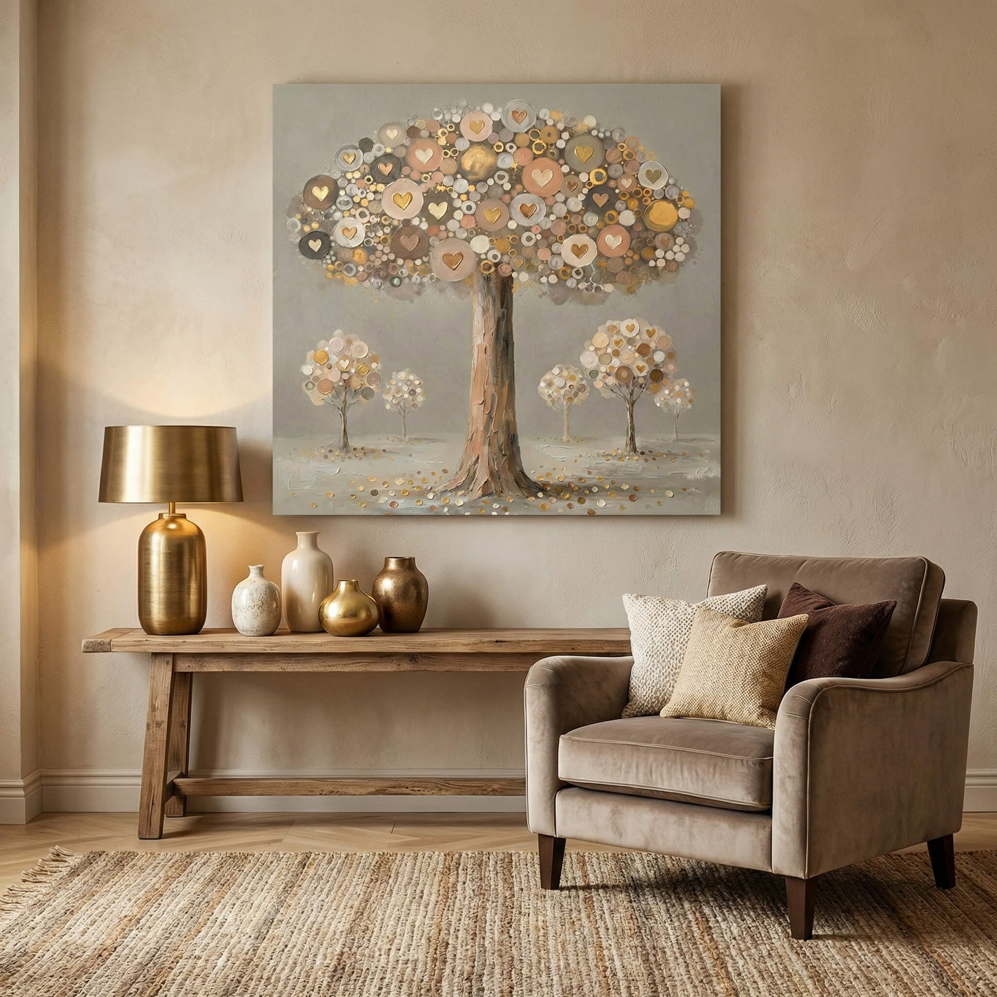 'Autumn Heart Tree' Canvas Print, 82 × 82cm