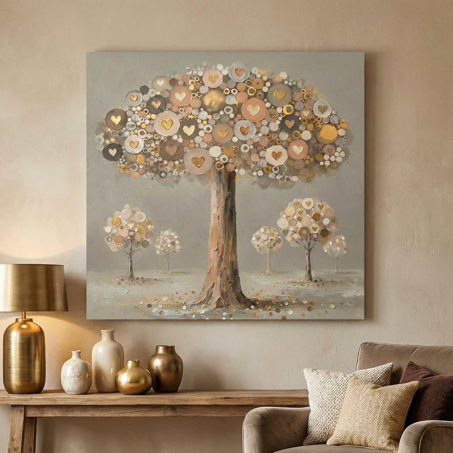 'Autumn Heart Tree' Canvas Print, 82 × 82cm