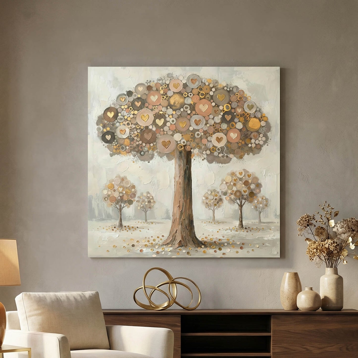 'Golden Heart Tree' Canvas Print, 82 × 82cm