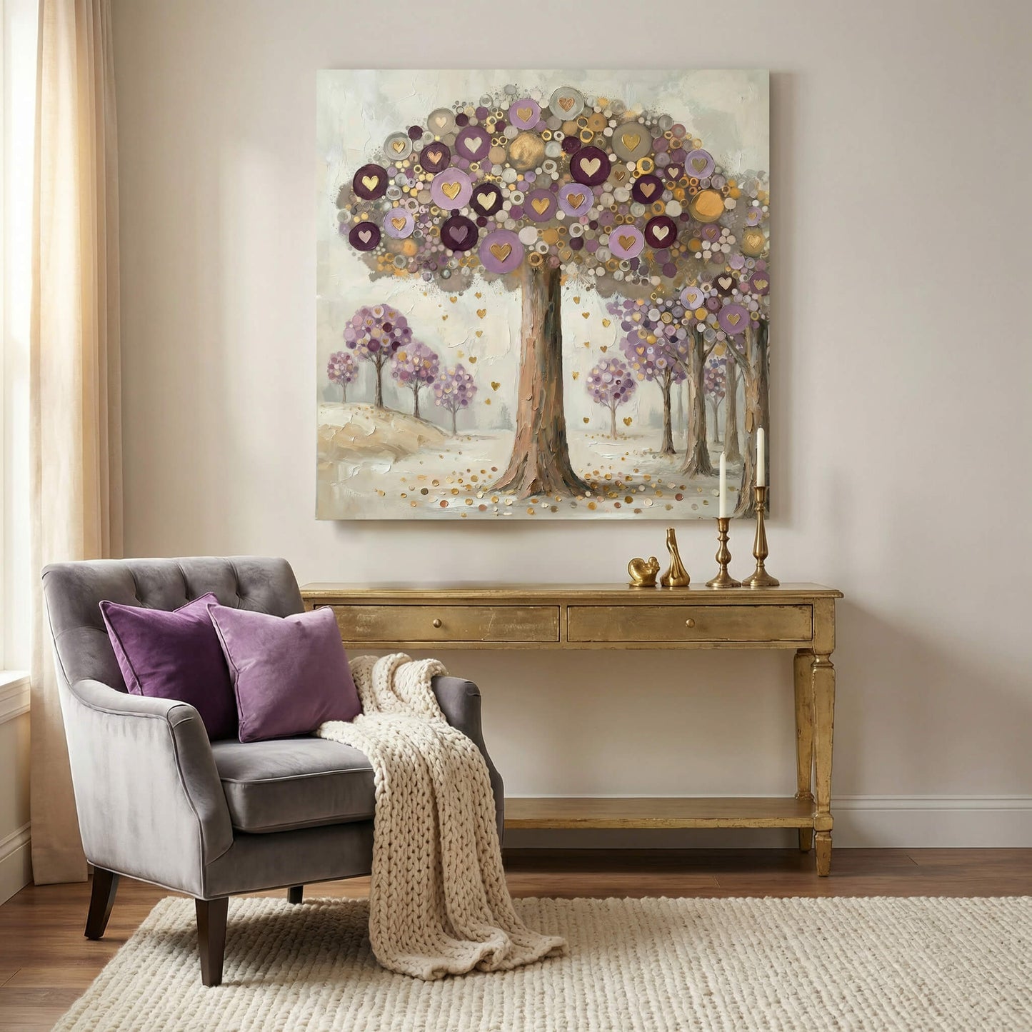 'Amethyst Heart Tree' Canvas Print, 82 × 82cm