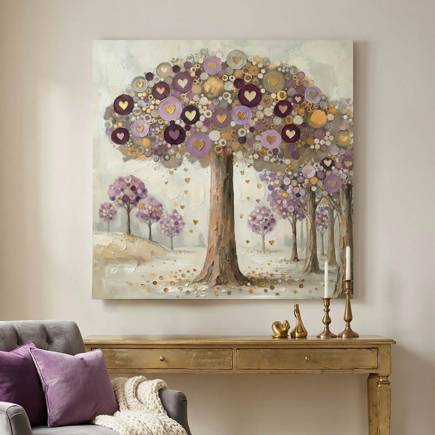 'Amethyst Heart Tree' Canvas Print, 82 × 82cm