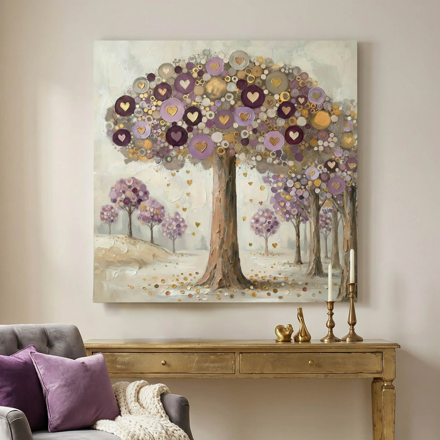 'Amethyst Heart Tree' Canvas Print, 82 × 82cm
