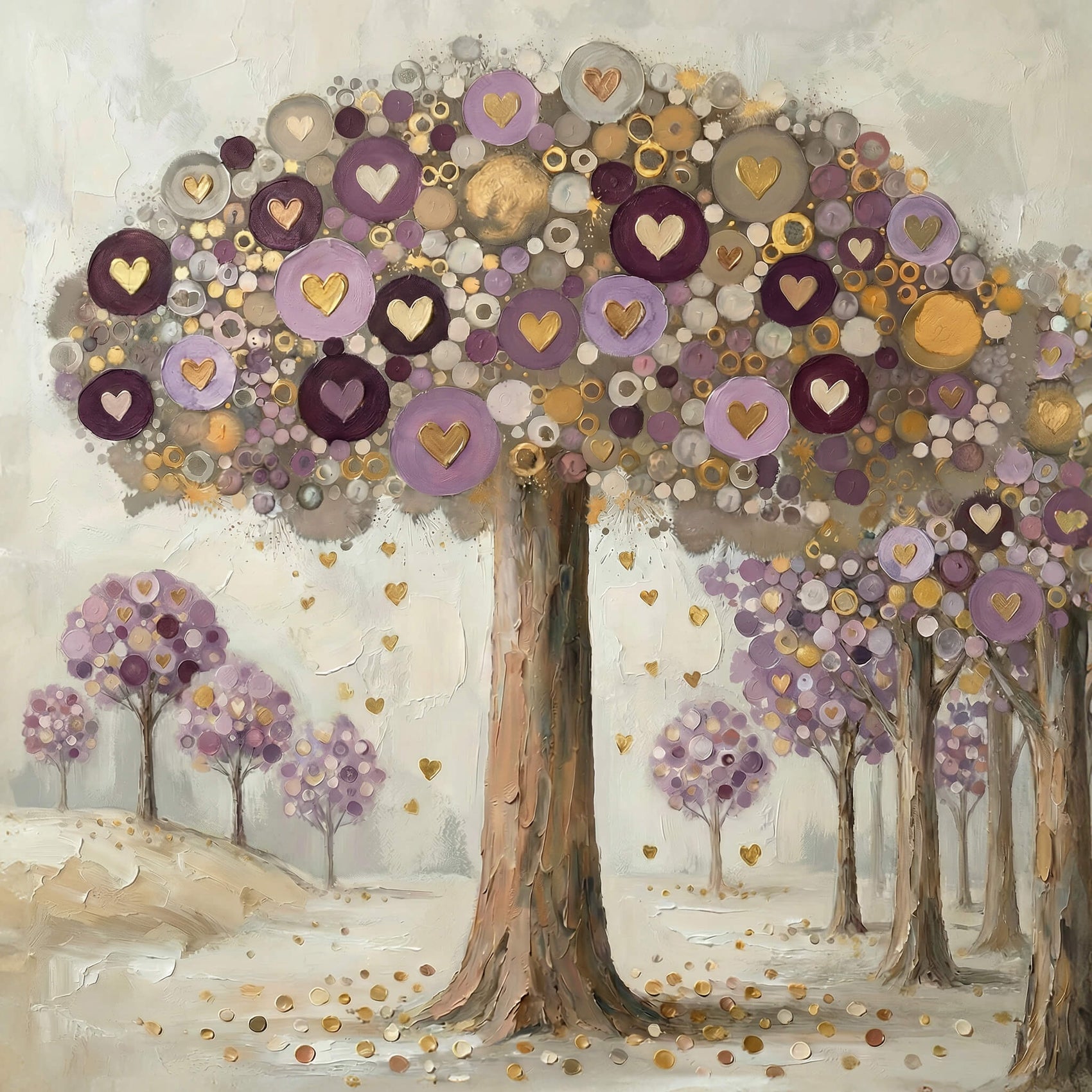'Amethyst Heart Tree' Canvas Print, 82 × 82cm
