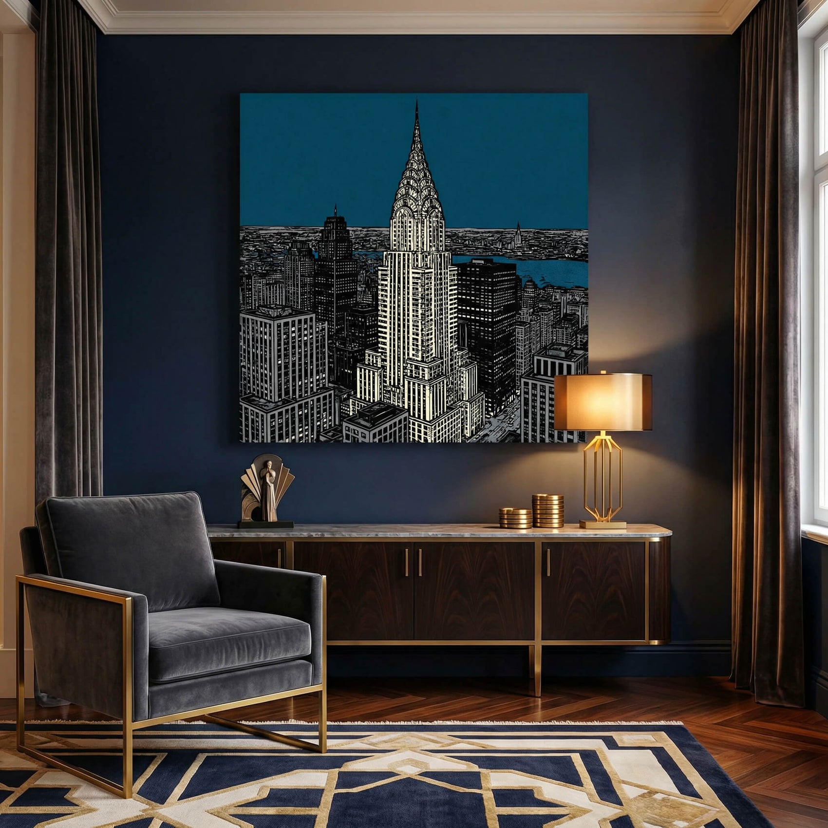 'Midnight Manhattan' Canvas Print, 82 × 82cm