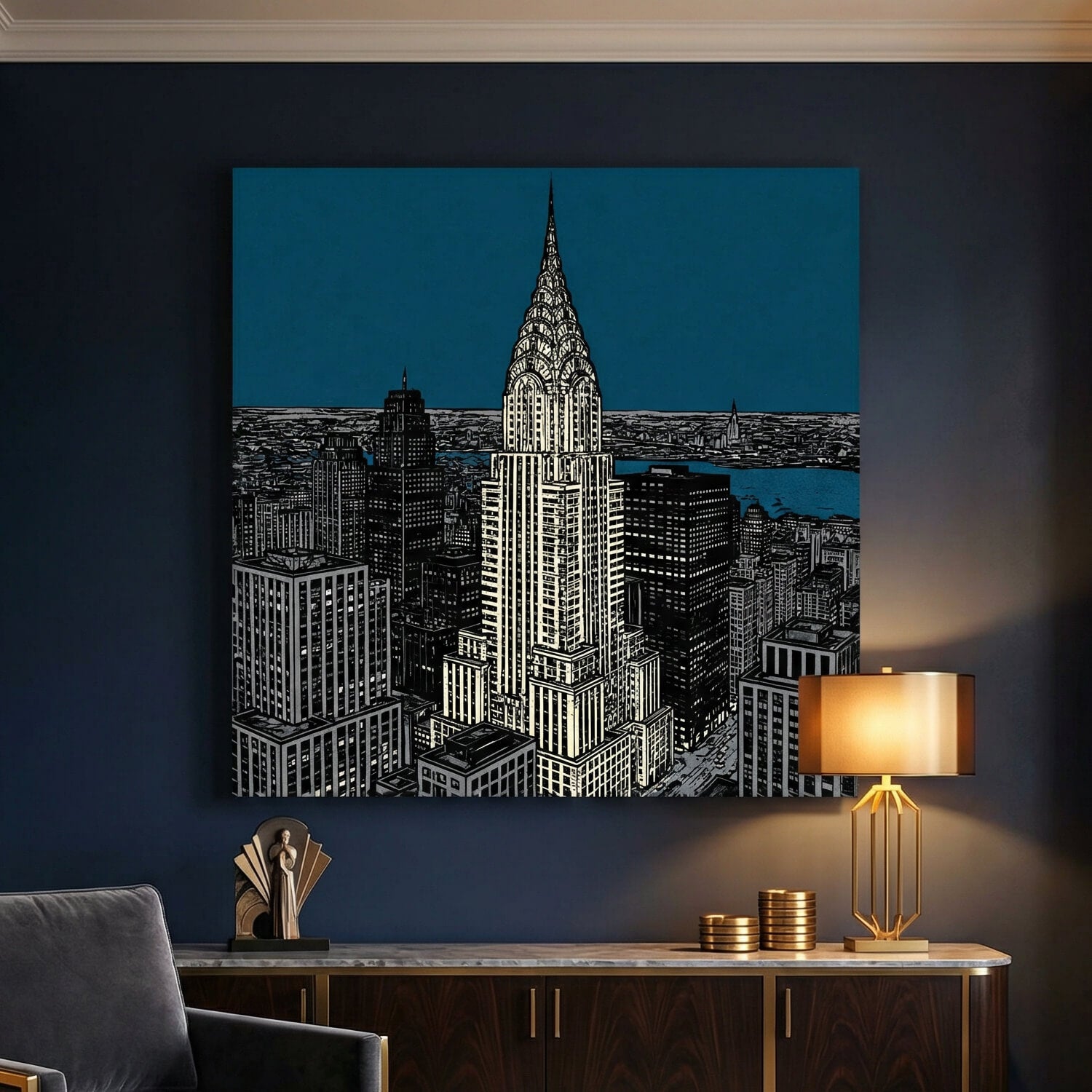 'Midnight Manhattan' Canvas Print, 82 × 82cm