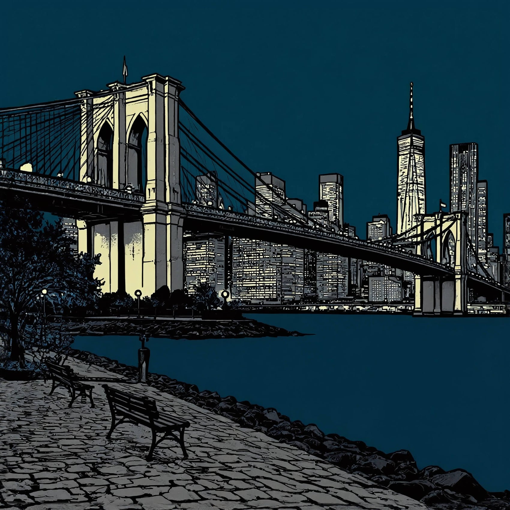 'Brooklyn Nights' Canvas Print, 82 × 82cm