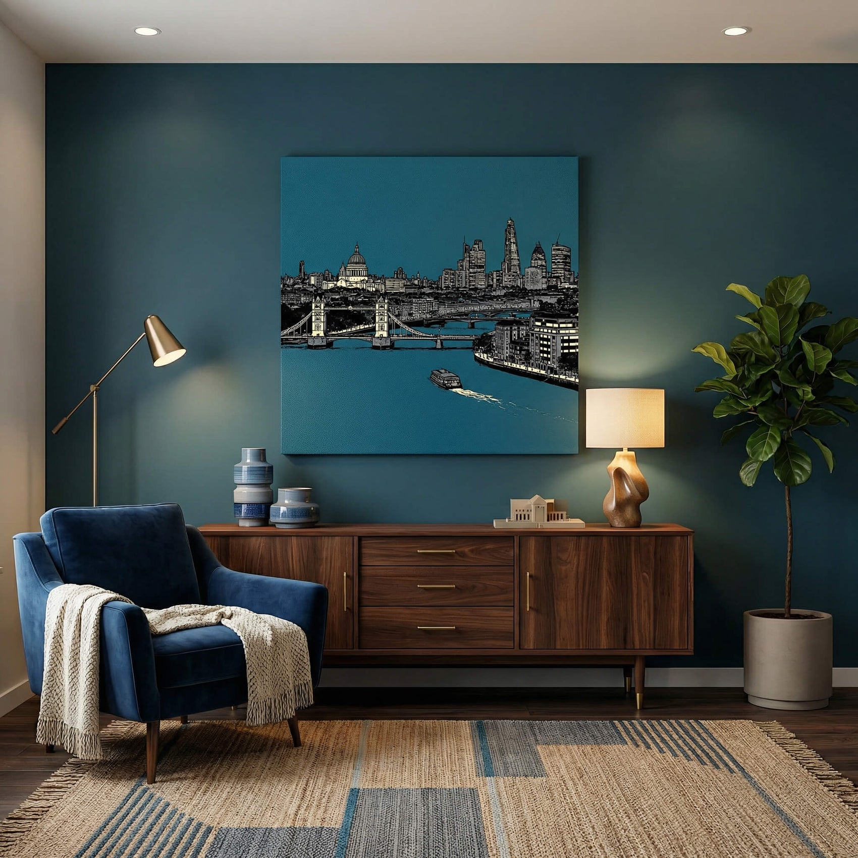 'Thames Twilight' Canvas Print, 82 × 82cm