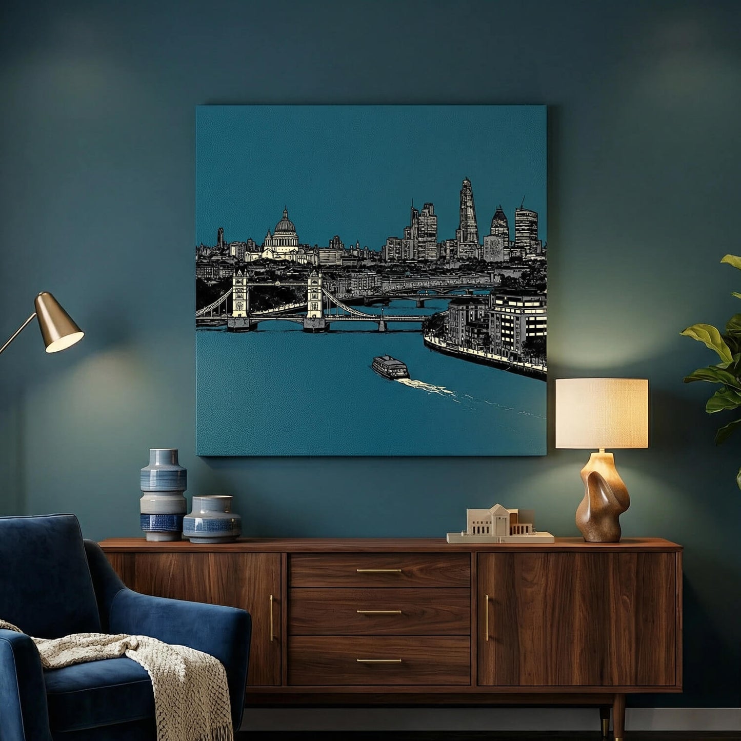 'Thames Twilight' Canvas Print, 82 × 82cm