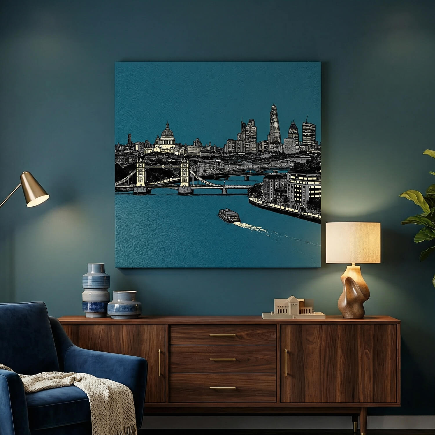 'Thames Twilight' Canvas Print, 82 × 82cm